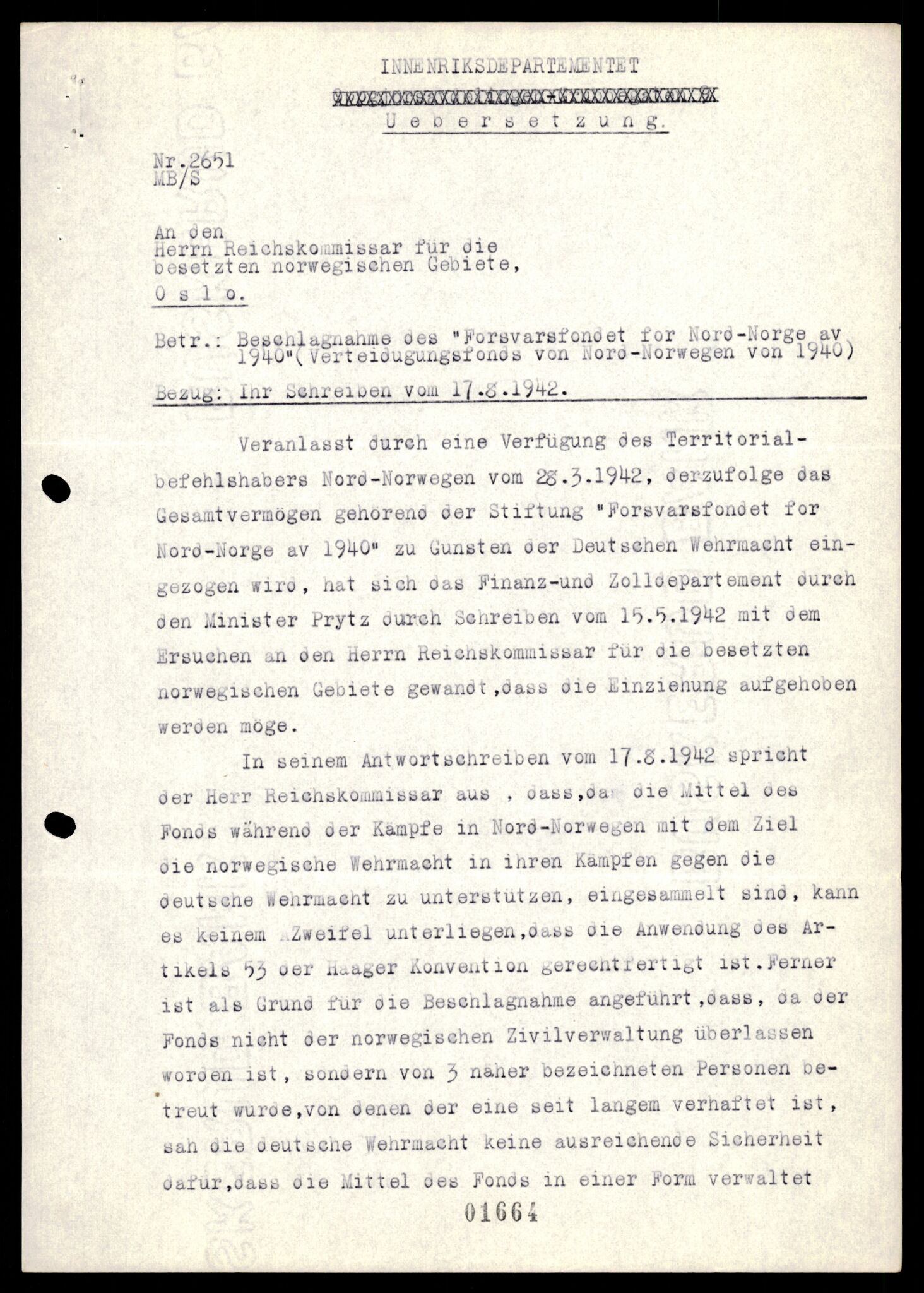 Forsvarets Overkommando. 2 kontor. Arkiv 11.4. Spredte tyske arkivsaker, AV/RA-RAFA-7031/D/Dar/Darb/L0003: Reichskommissariat - Hauptabteilung Vervaltung, 1940-1945, s. 1478