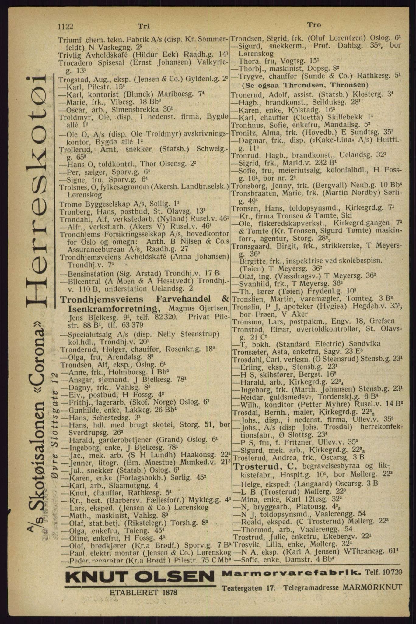 Kristiania/Oslo adressebok, PUBL/-, 1927, s. 1122