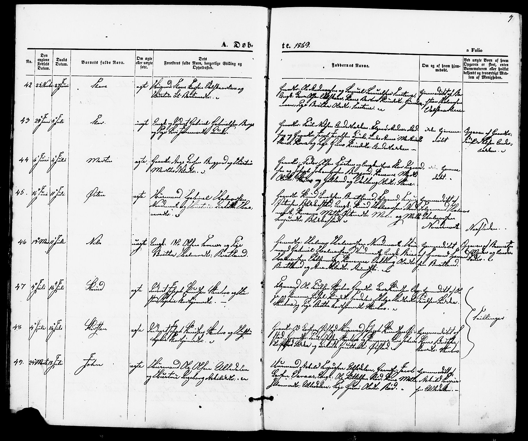 Suldal sokneprestkontor, AV/SAST-A-101845/01/IV/L0010: Ministerialbok nr. A 10, 1869-1878, s. 7