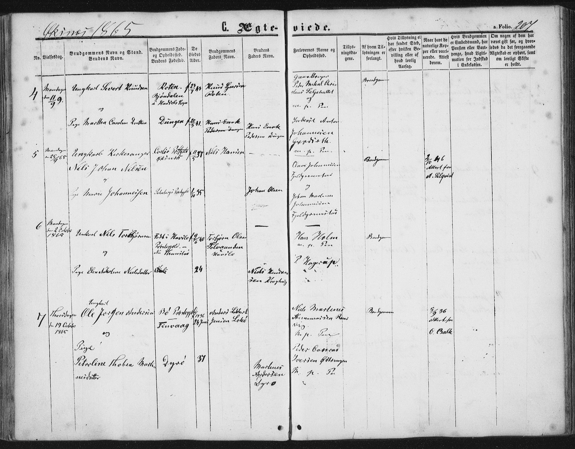 Ministerialprotokoller, klokkerbøker og fødselsregistre - Nordland, SAT/A-1459/893/L1333: Ministerialbok nr. 893A06, 1858-1866, s. 207