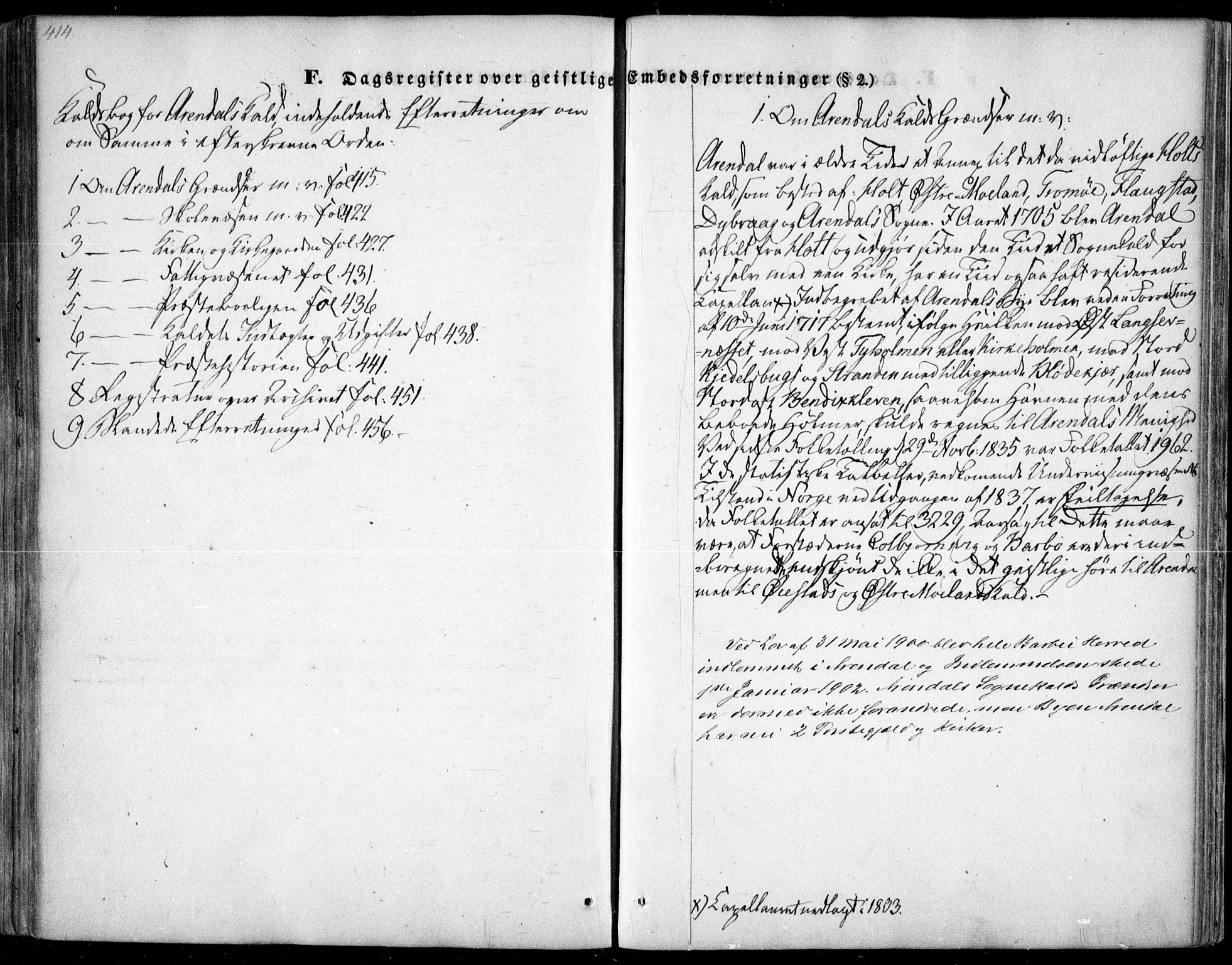 Arendal sokneprestkontor, Trefoldighet, AV/SAK-1111-0040/F/Fa/L0005: Ministerialbok nr. A 5, 1838-1854, s. 414