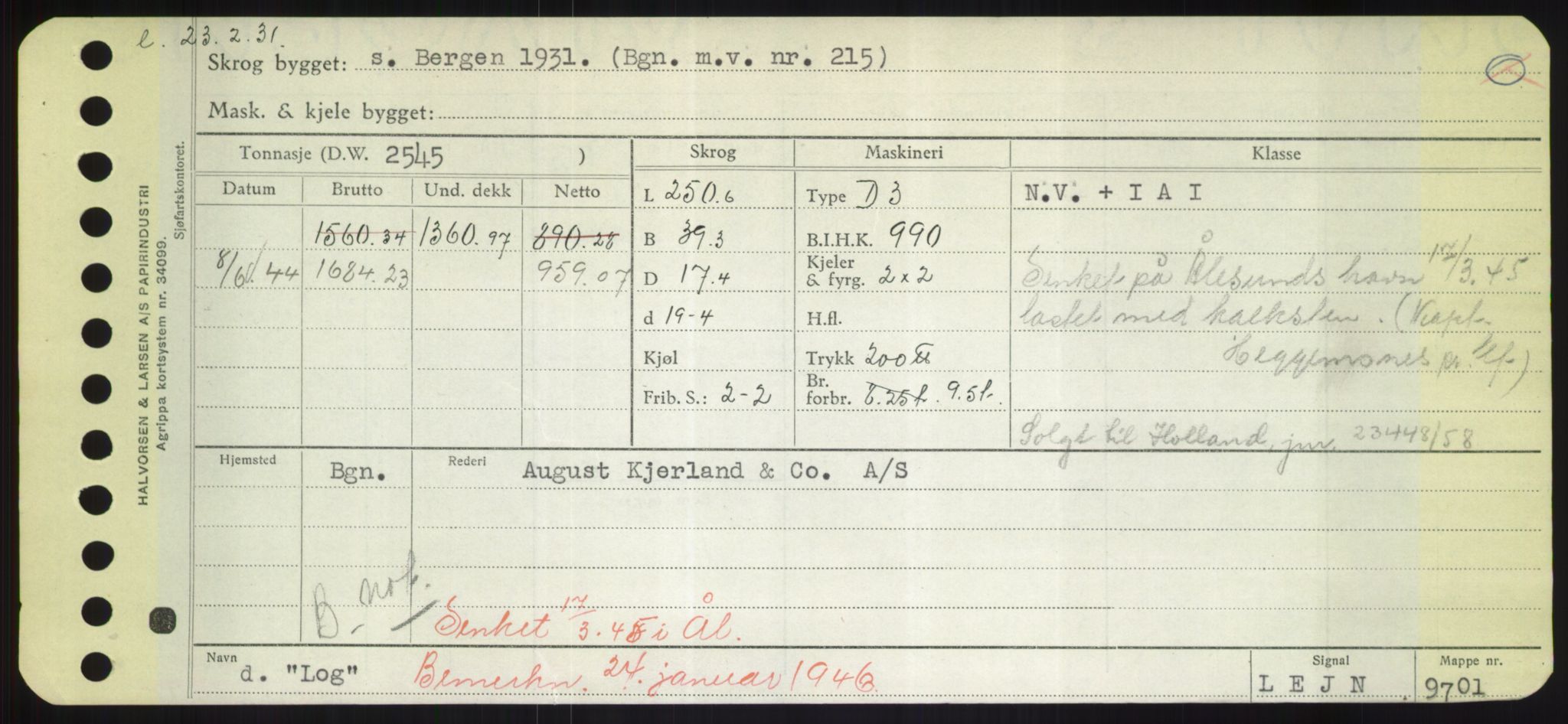 Sjøfartsdirektoratet med forløpere, Skipsmålingen, RA/S-1627/H/Hd/L0023: Fartøy, Lia-Løv, s. 291