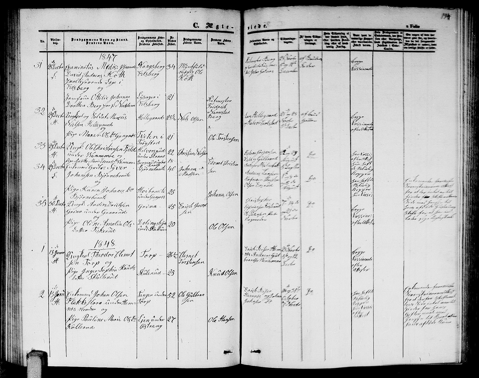 Høland prestekontor Kirkebøker, AV/SAO-A-10346a/G/Ga/L0003: Klokkerbok nr. I 3, 1846-1853, s. 194