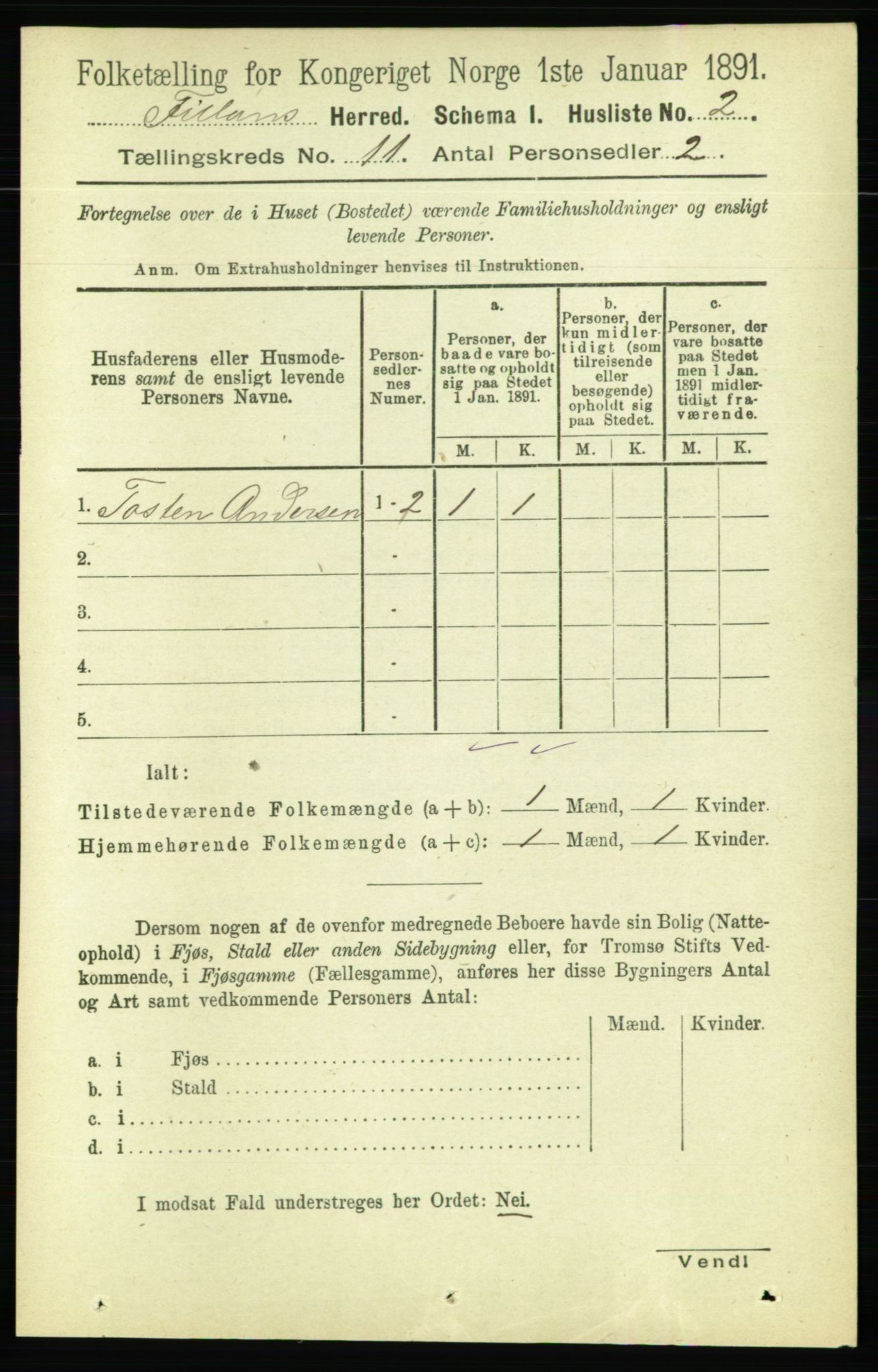 RA, Folketelling 1891 for 1616 Fillan herred, 1891, s. 2957