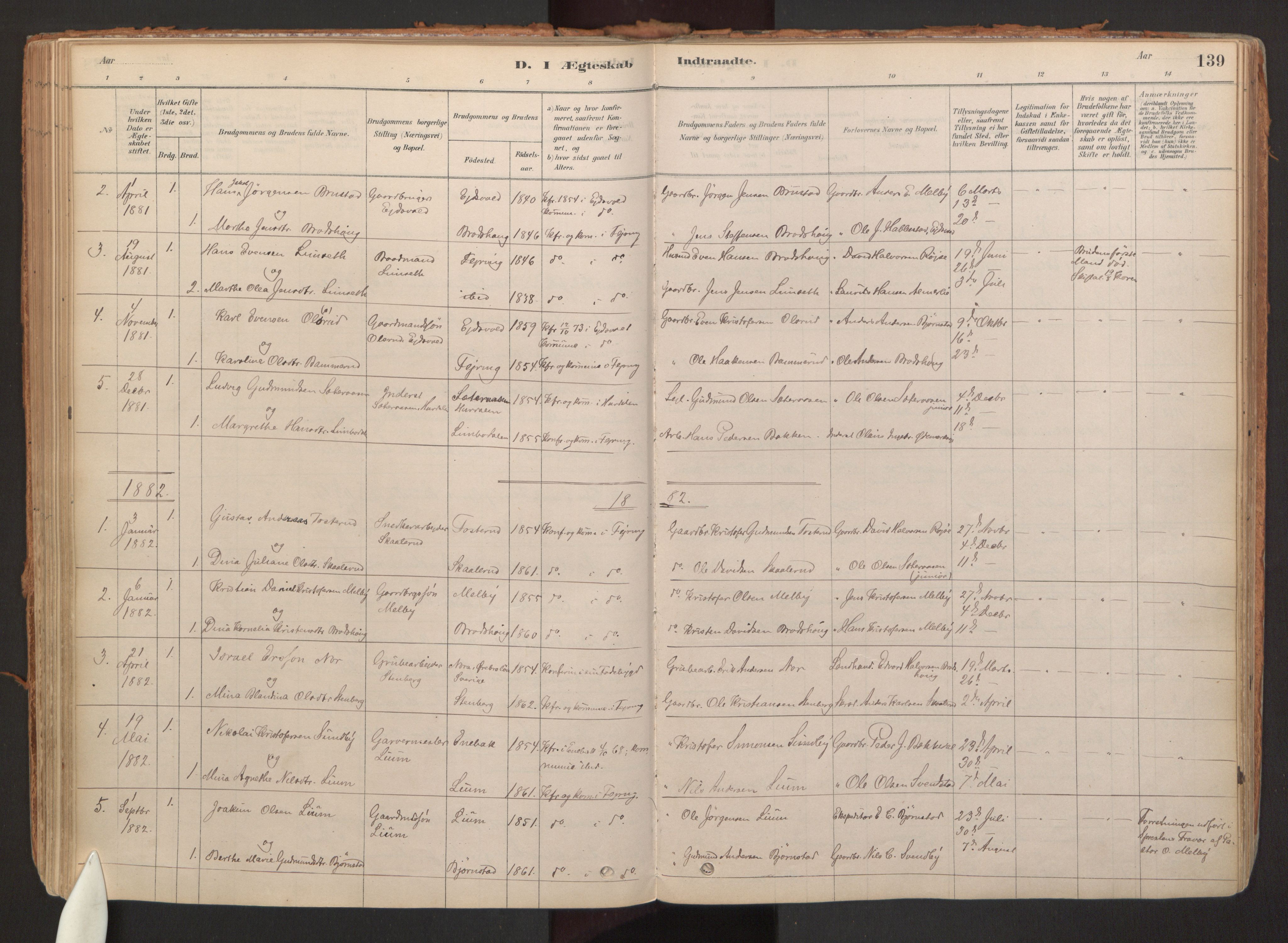 Hurdal prestekontor Kirkebøker, AV/SAO-A-10889/F/Fb/L0003: Ministerialbok nr. II 3, 1878-1920, s. 139