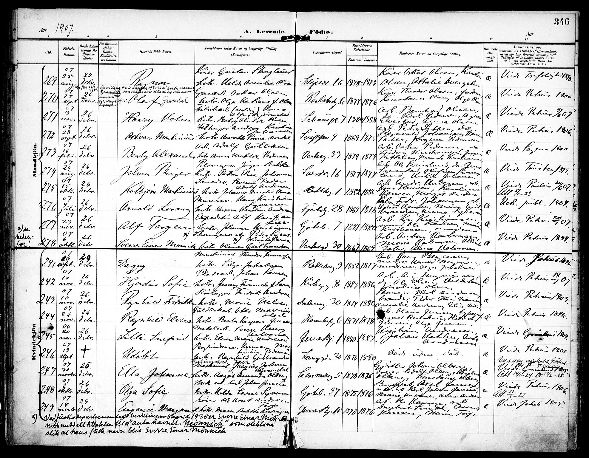 Petrus prestekontor Kirkebøker, AV/SAO-A-10872/F/Fa/L0008: Ministerialbok nr. 8, 1899-1909, s. 346