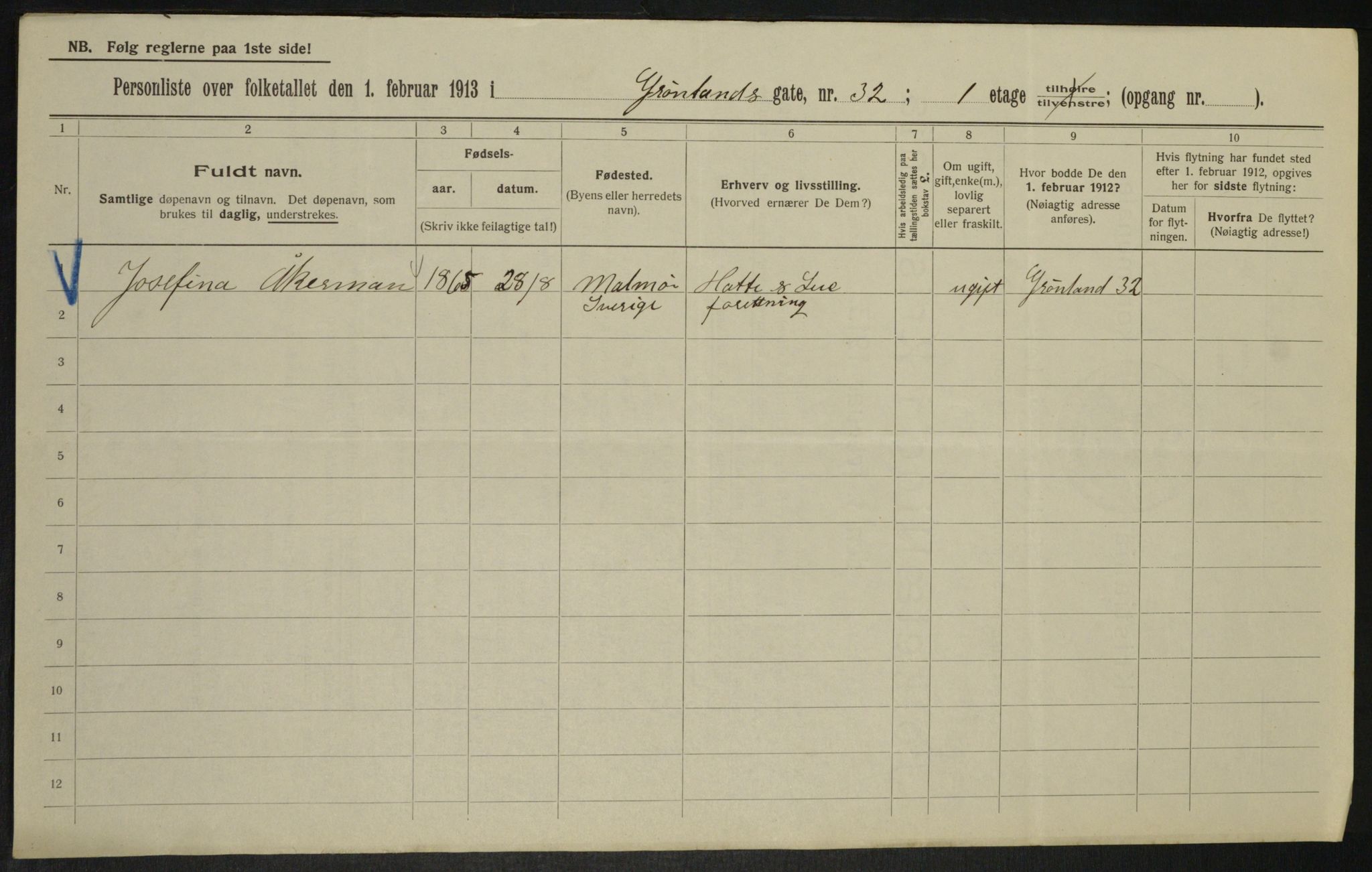 OBA, Kommunal folketelling 1.2.1913 for Kristiania, 1913, s. 31622