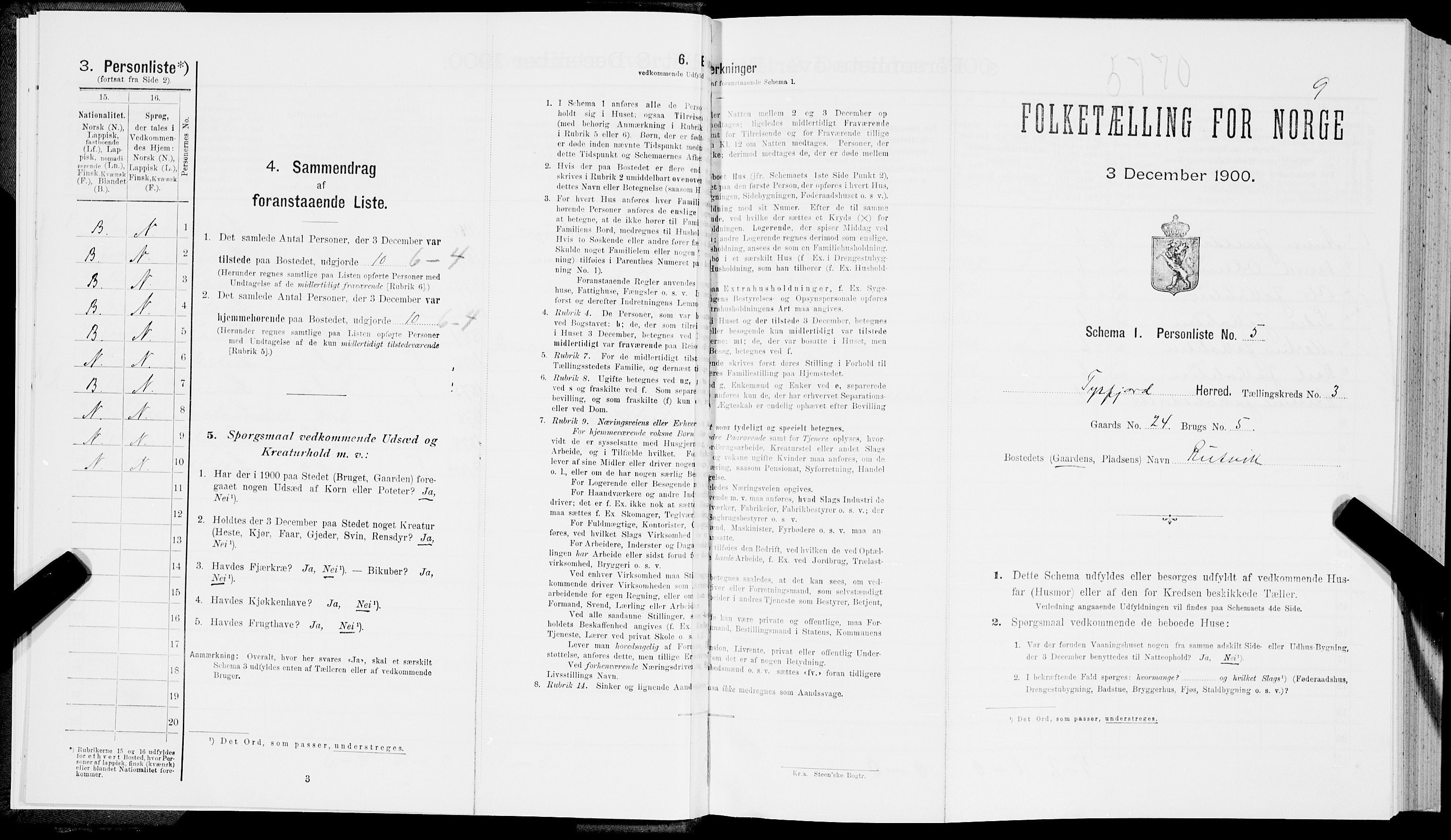 SAT, Folketelling 1900 for 1850 Tysfjord herred, 1900, s. 305