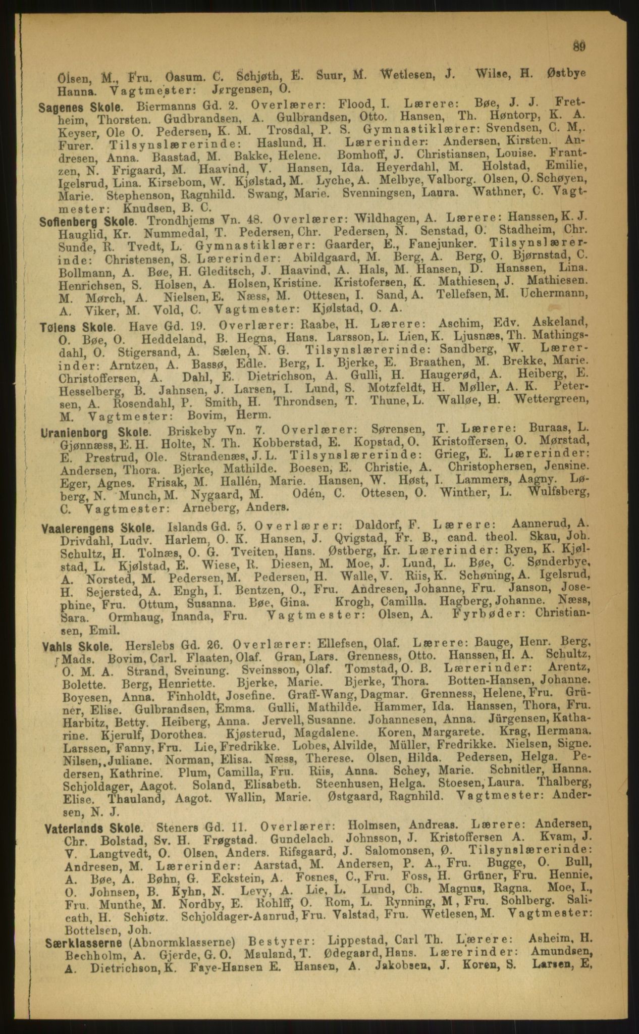 Kristiania/Oslo adressebok, PUBL/-, 1899, s. 89