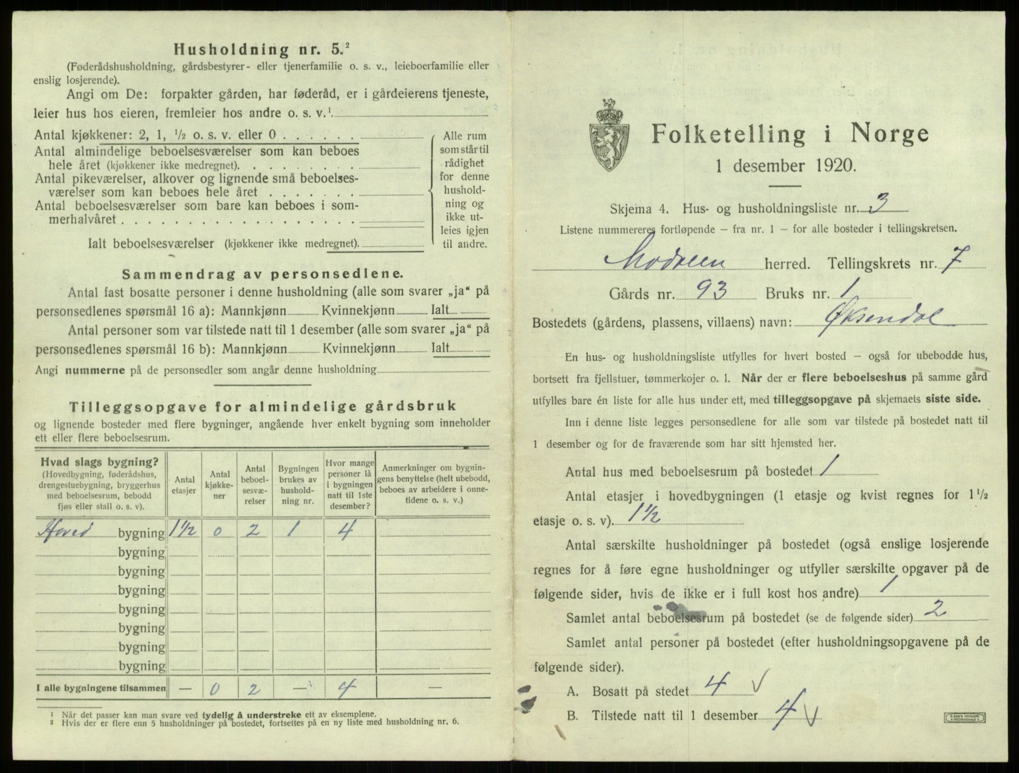 SAB, Folketelling 1920 for 1252 Modalen herred, 1920, s. 209