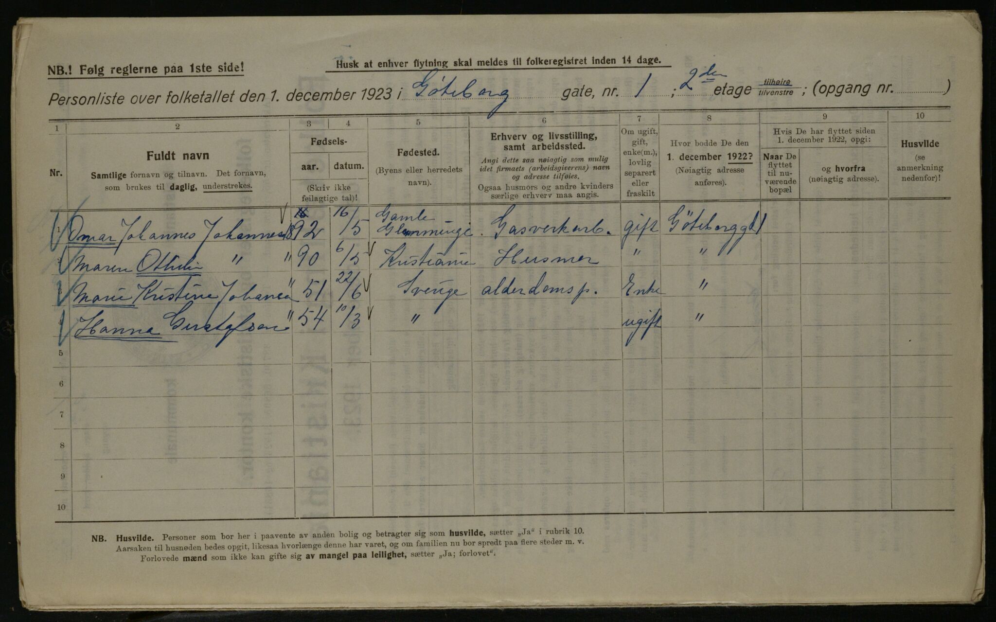 OBA, Kommunal folketelling 1.12.1923 for Kristiania, 1923, s. 36679