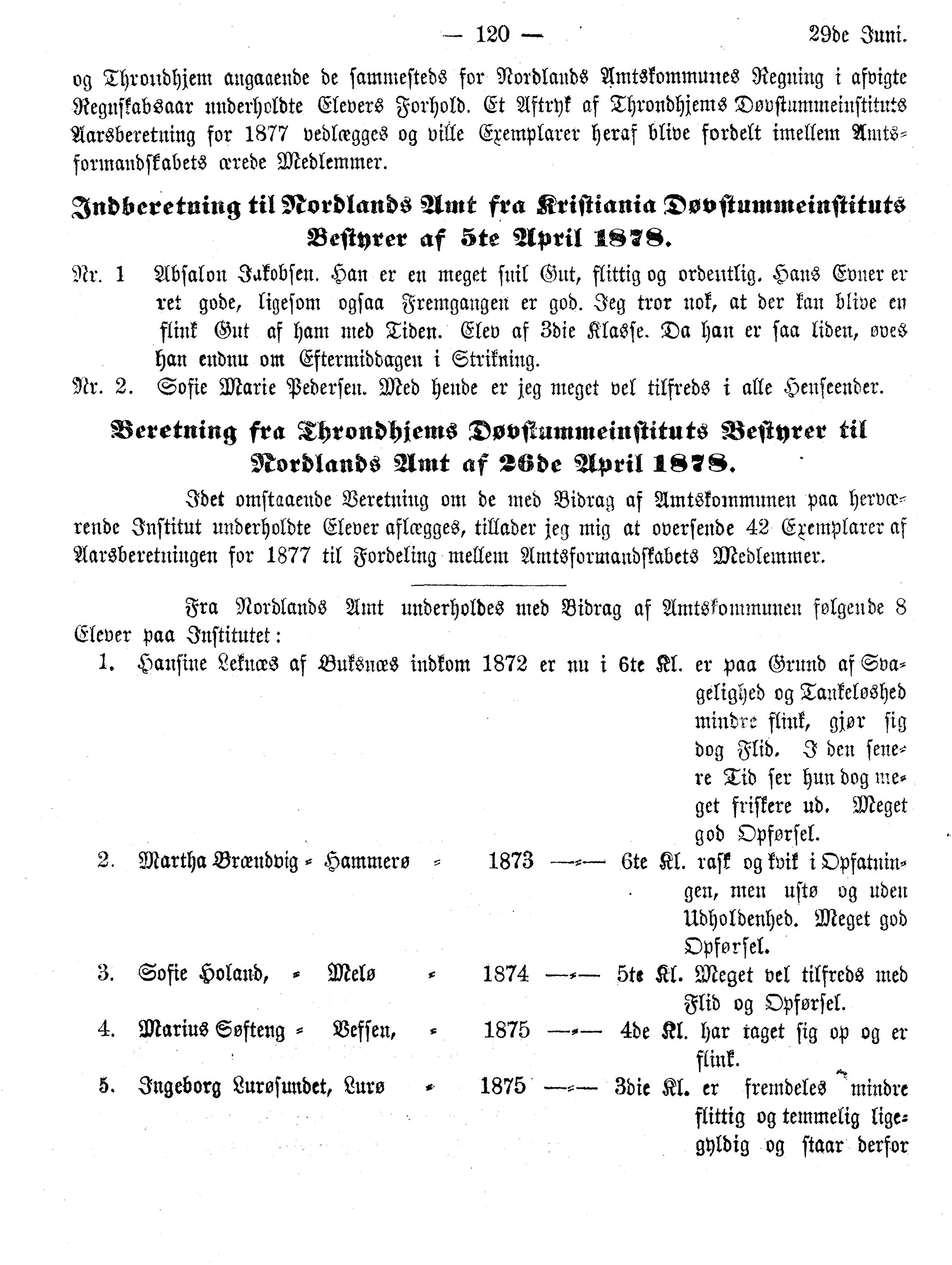 Nordland Fylkeskommune. Fylkestinget, AIN/NFK-17/176/A/Ac/L0010: Fylkestingsforhandlinger 1874-1880, 1874-1880