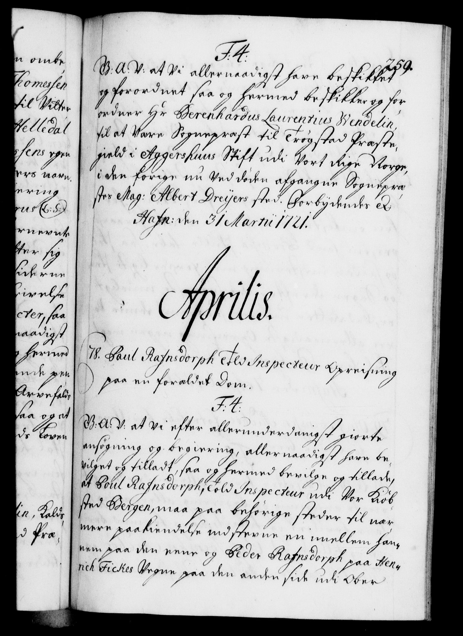 Danske Kanselli 1572-1799, AV/RA-EA-3023/F/Fc/Fca/Fcaa/L0023: Norske registre, 1720-1722, s. 259a