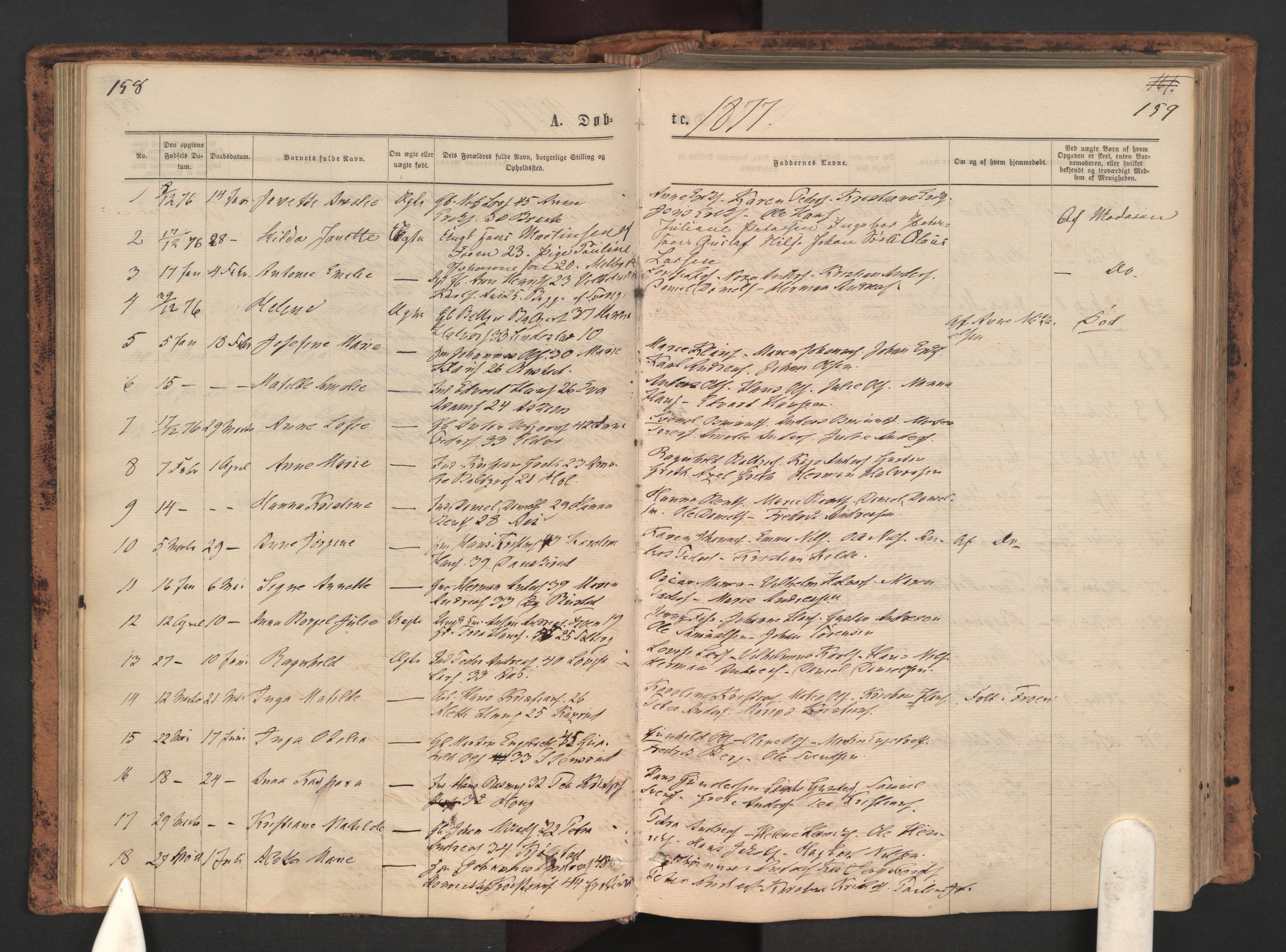 Ås prestekontor Kirkebøker, AV/SAO-A-10894/F/Fa/L0008: Ministerialbok nr. I 8, 1871-1880, s. 158-159