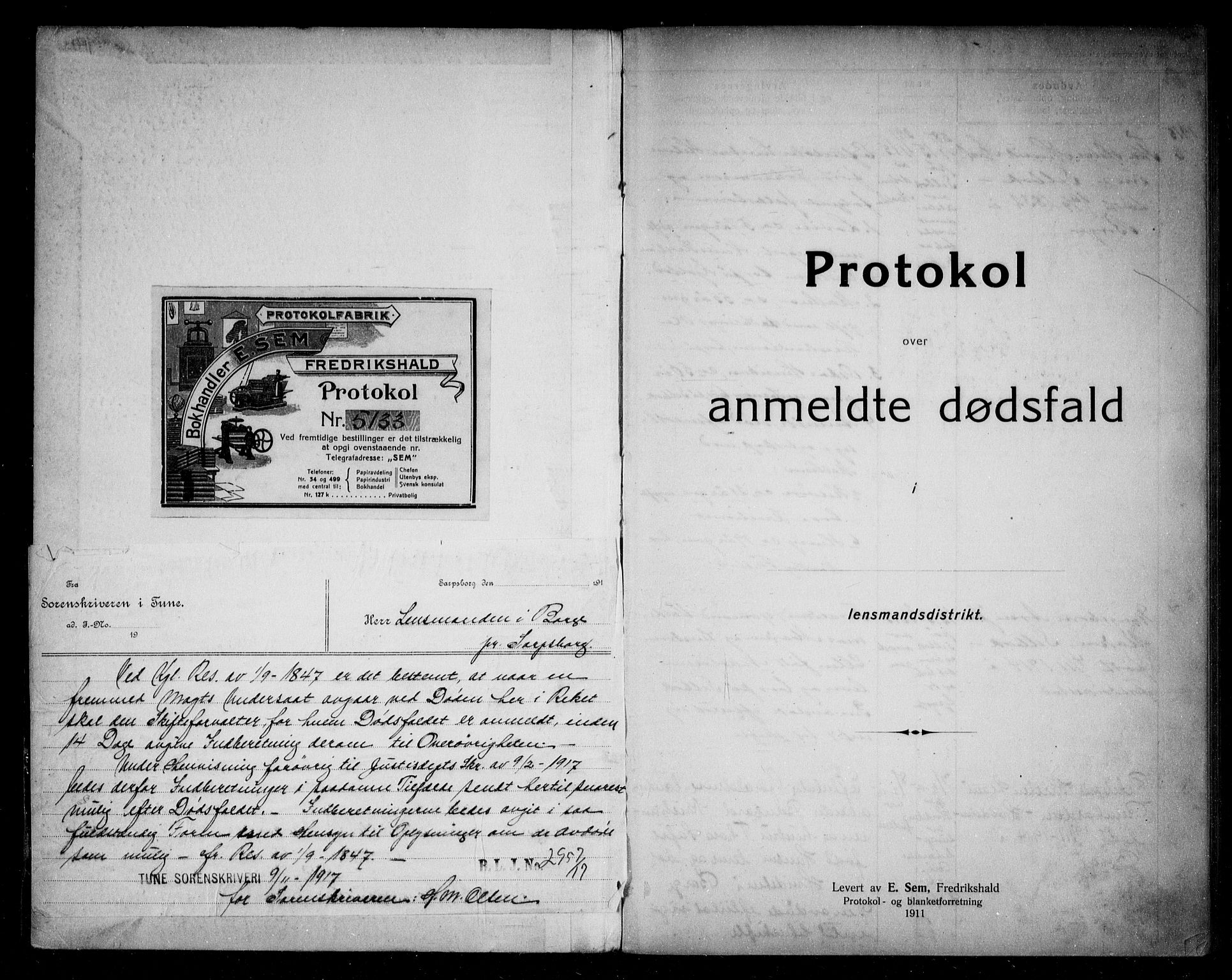 Borge i Østfold  lensmannskontor, SAO/A-10176/H/Ha/Haa/L0009: Dødsfallsprotokoll, 1915-1918