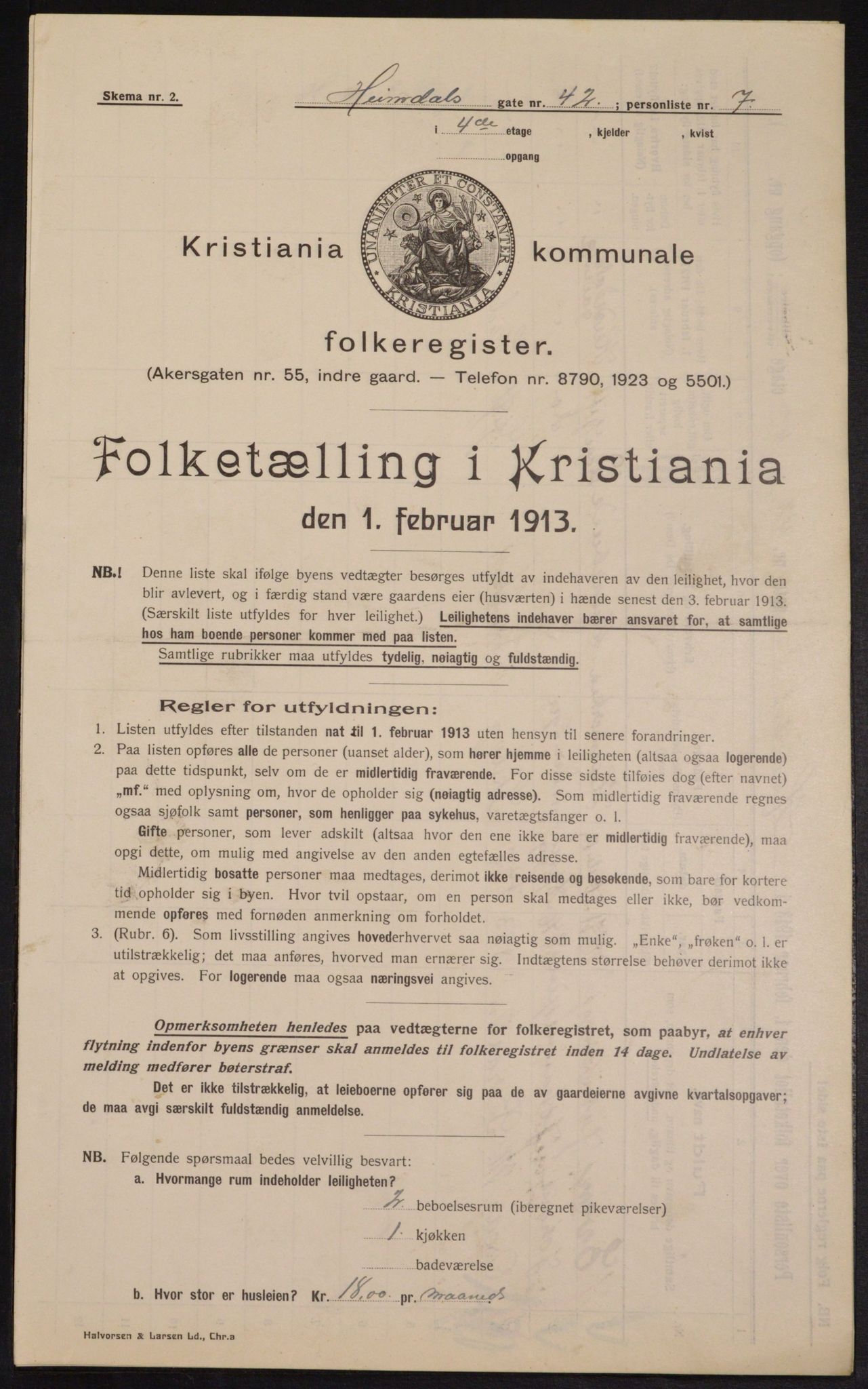 OBA, Kommunal folketelling 1.2.1913 for Kristiania, 1913, s. 37508