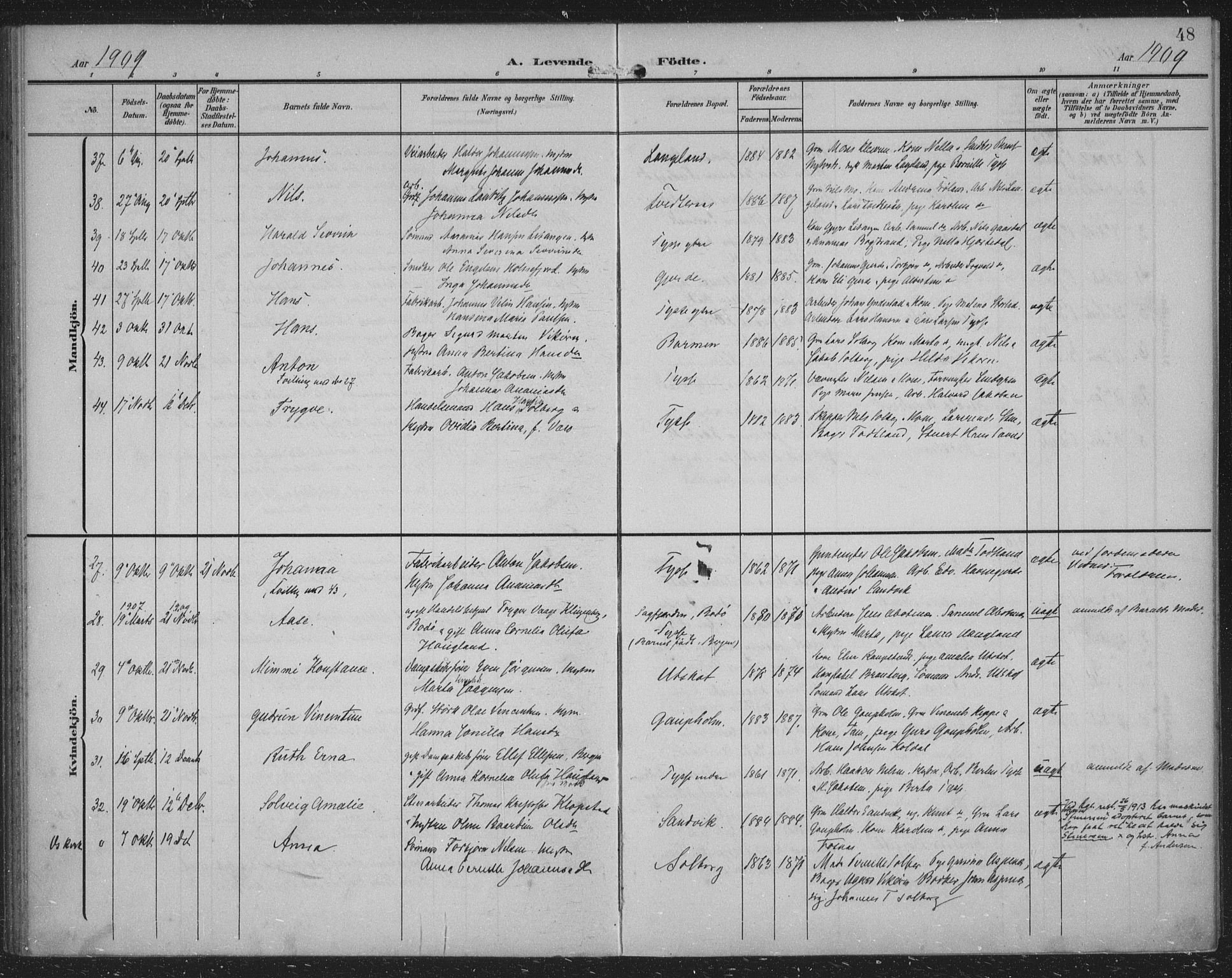 Samnanger Sokneprestembete, AV/SAB-A-77501/H/Haa: Ministerialbok nr. A 2, 1902-1918, s. 48