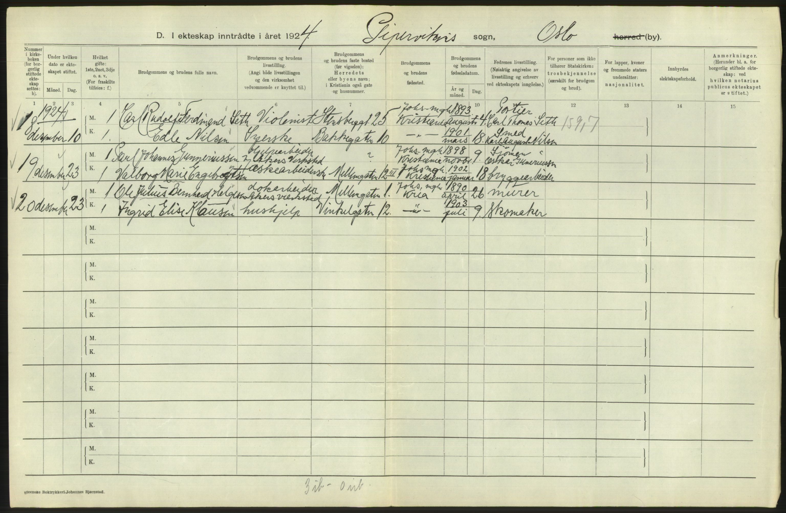 Statistisk sentralbyrå, Sosiodemografiske emner, Befolkning, AV/RA-S-2228/D/Df/Dfc/Dfcd/L0007: Kristiania: Gifte, 1924, s. 692