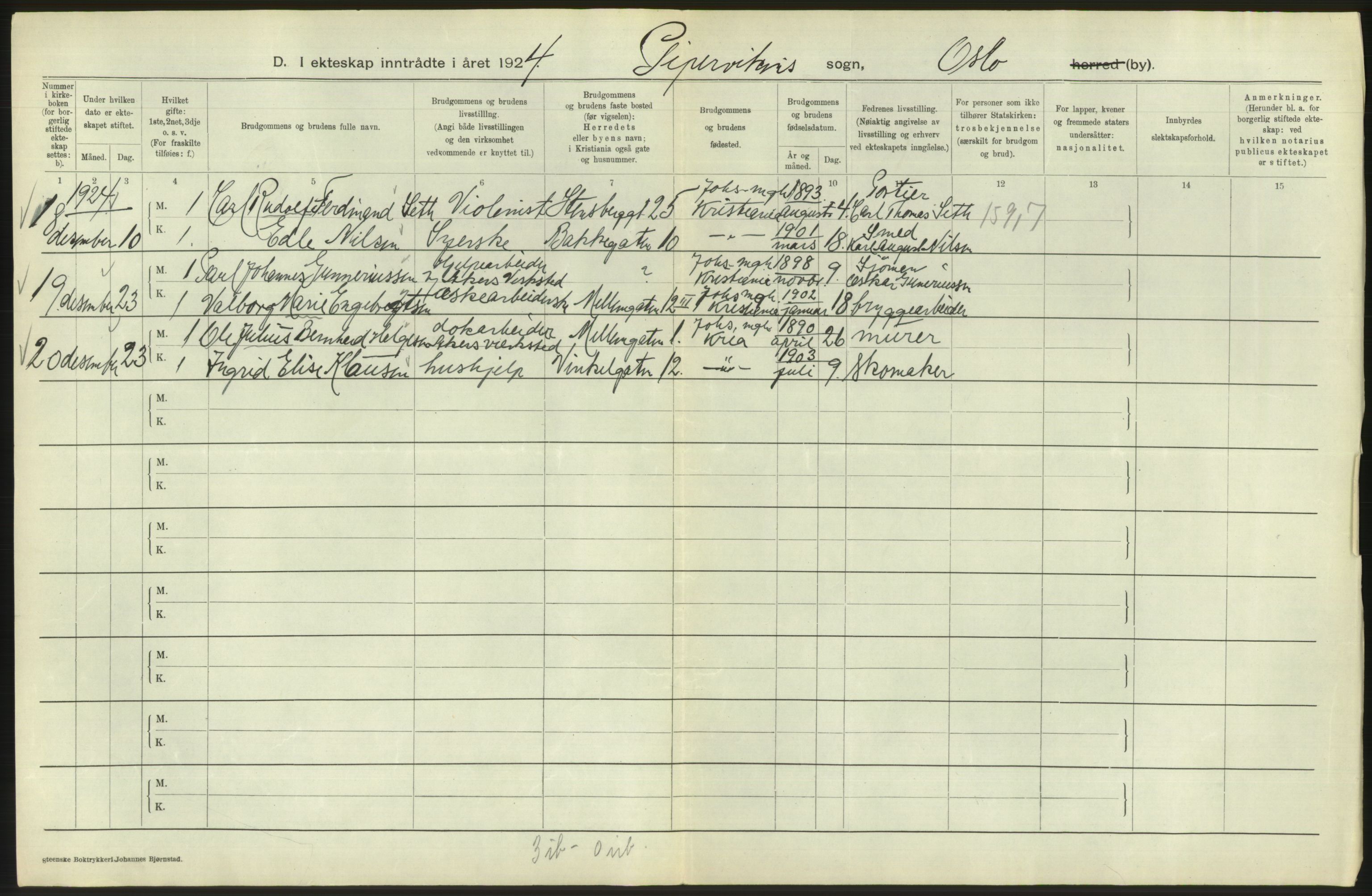 Statistisk sentralbyrå, Sosiodemografiske emner, Befolkning, RA/S-2228/D/Df/Dfc/Dfcd/L0007: Kristiania: Gifte, 1924, s. 692