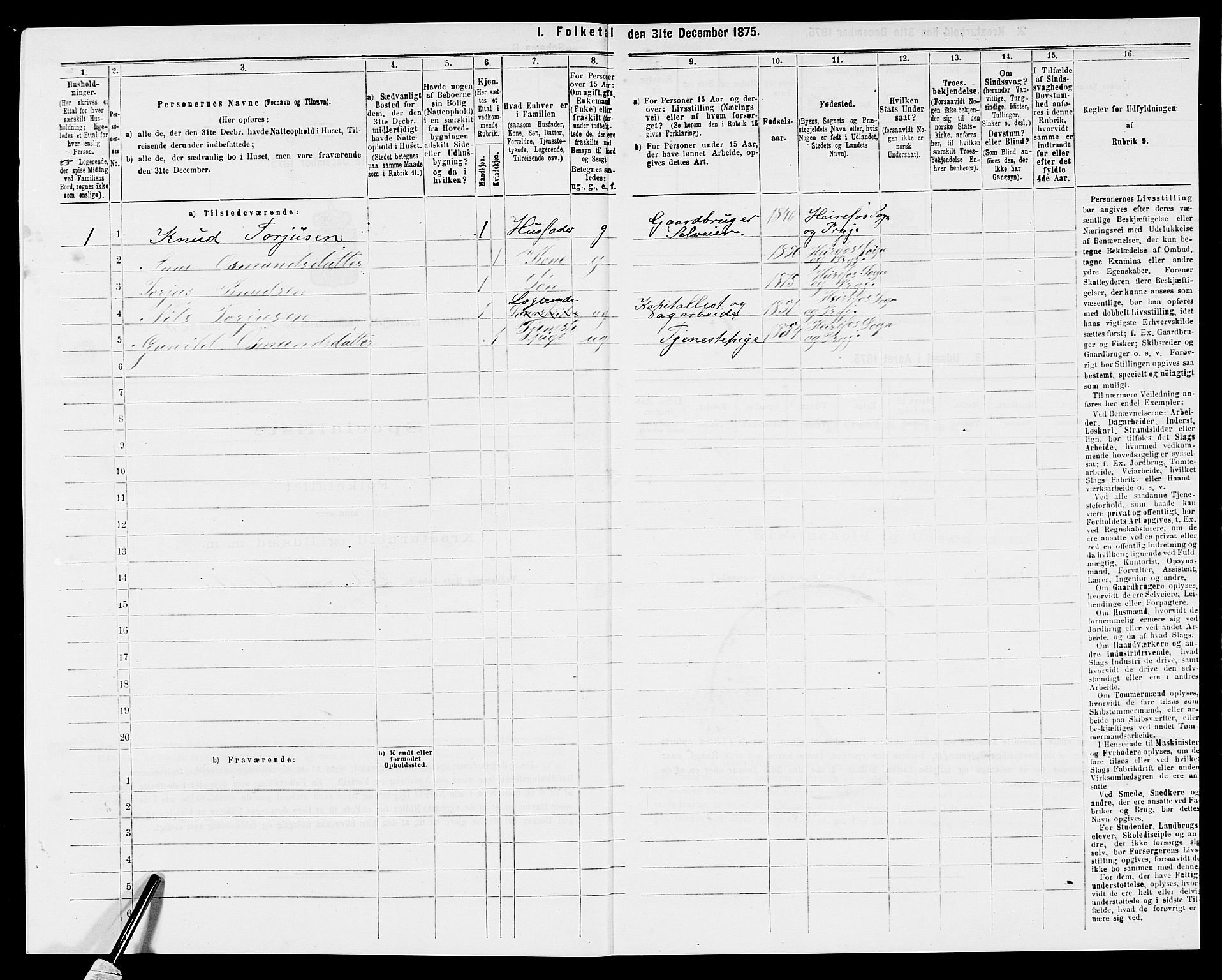 SAK, Folketelling 1875 for 0933P Herefoss prestegjeld, 1875, s. 114