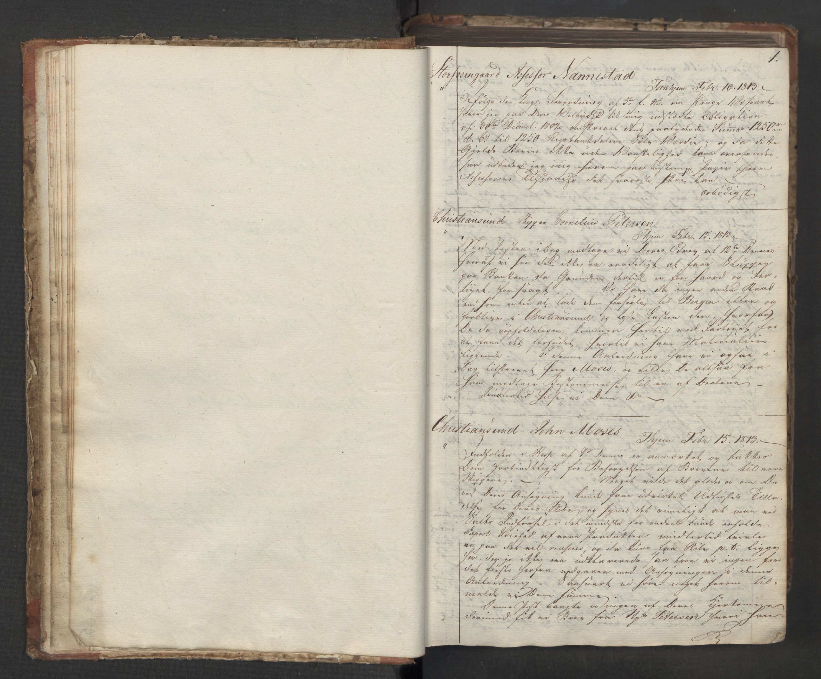 Hoë, Herman & Co, SAT/PA-0280/11/L0030: Kopibok, innenlandsk, 1813-1822, s. 1