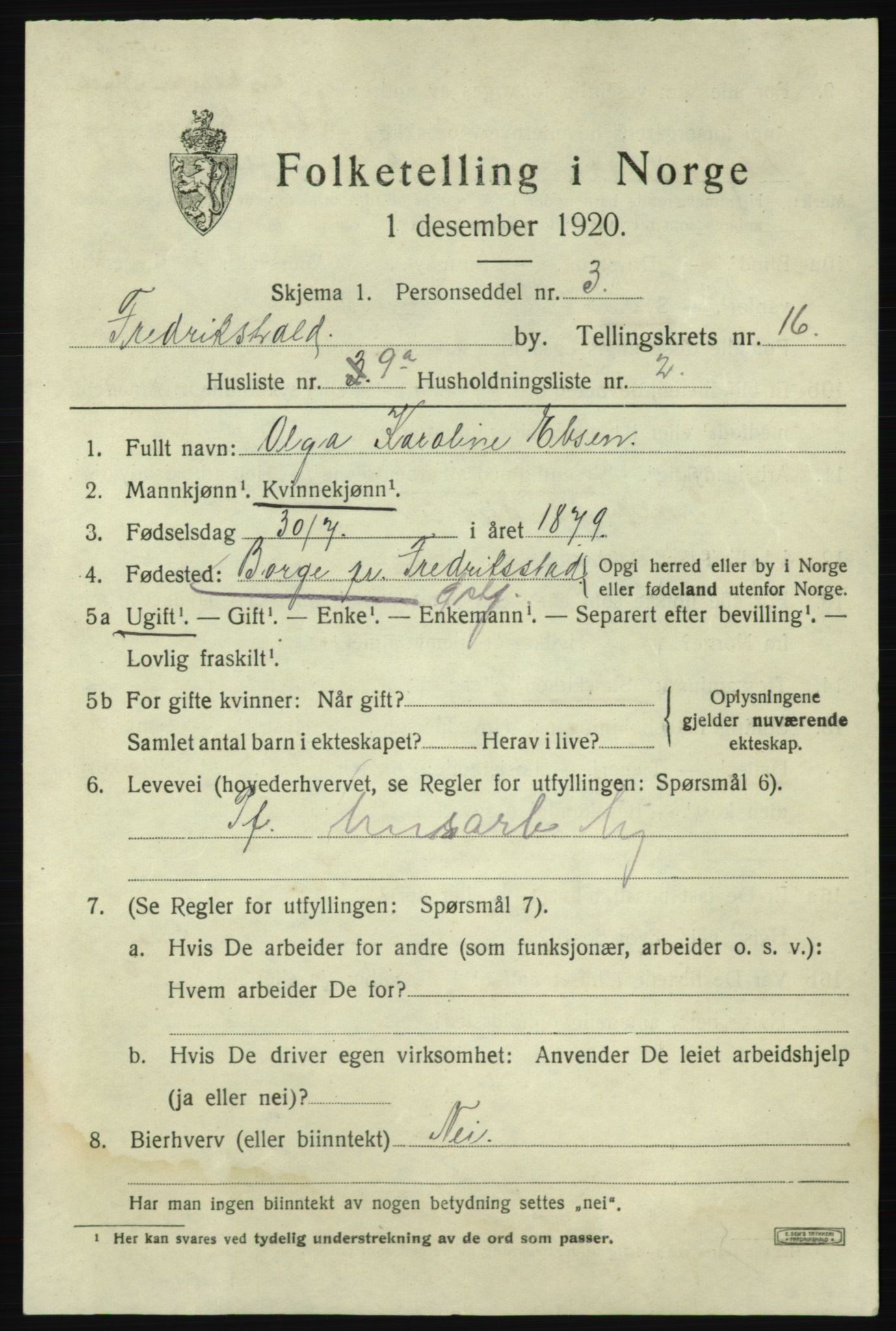 SAO, Folketelling 1920 for 0101 Fredrikshald kjøpstad, 1920, s. 25071