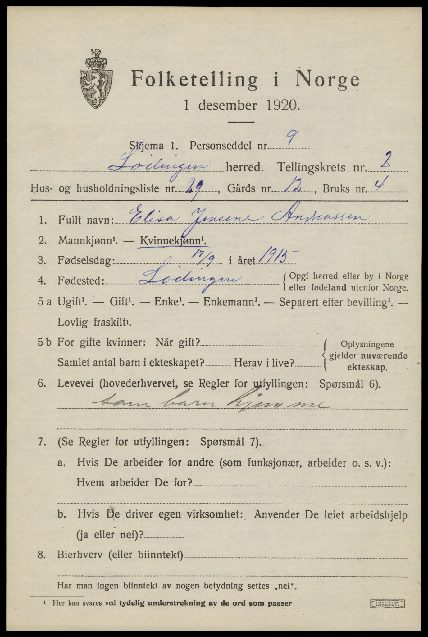 SAT, Folketelling 1920 for 1851 Lødingen herred, 1920, s. 2025