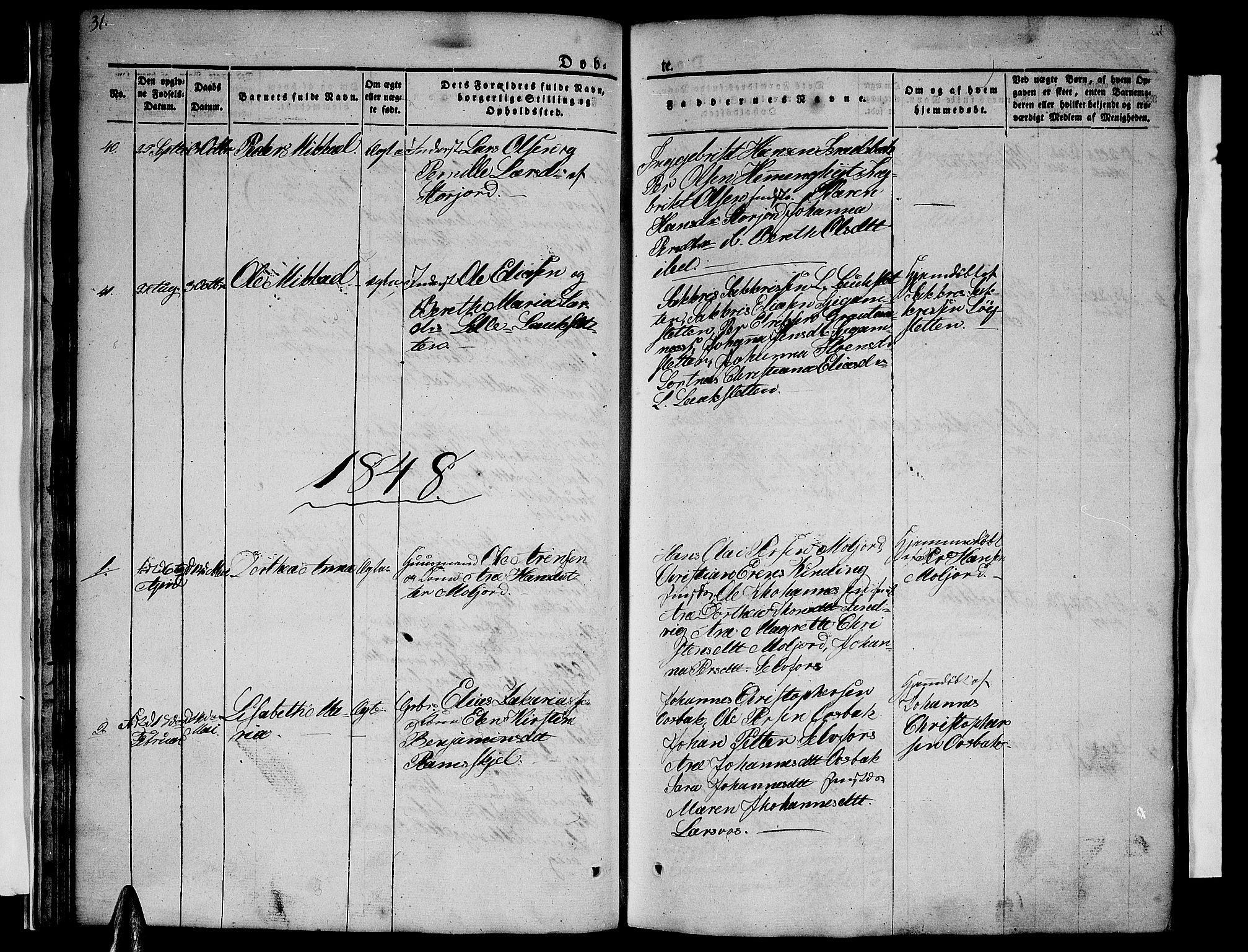 Ministerialprotokoller, klokkerbøker og fødselsregistre - Nordland, SAT/A-1459/846/L0652: Klokkerbok nr. 846C02, 1841-1871, s. 31