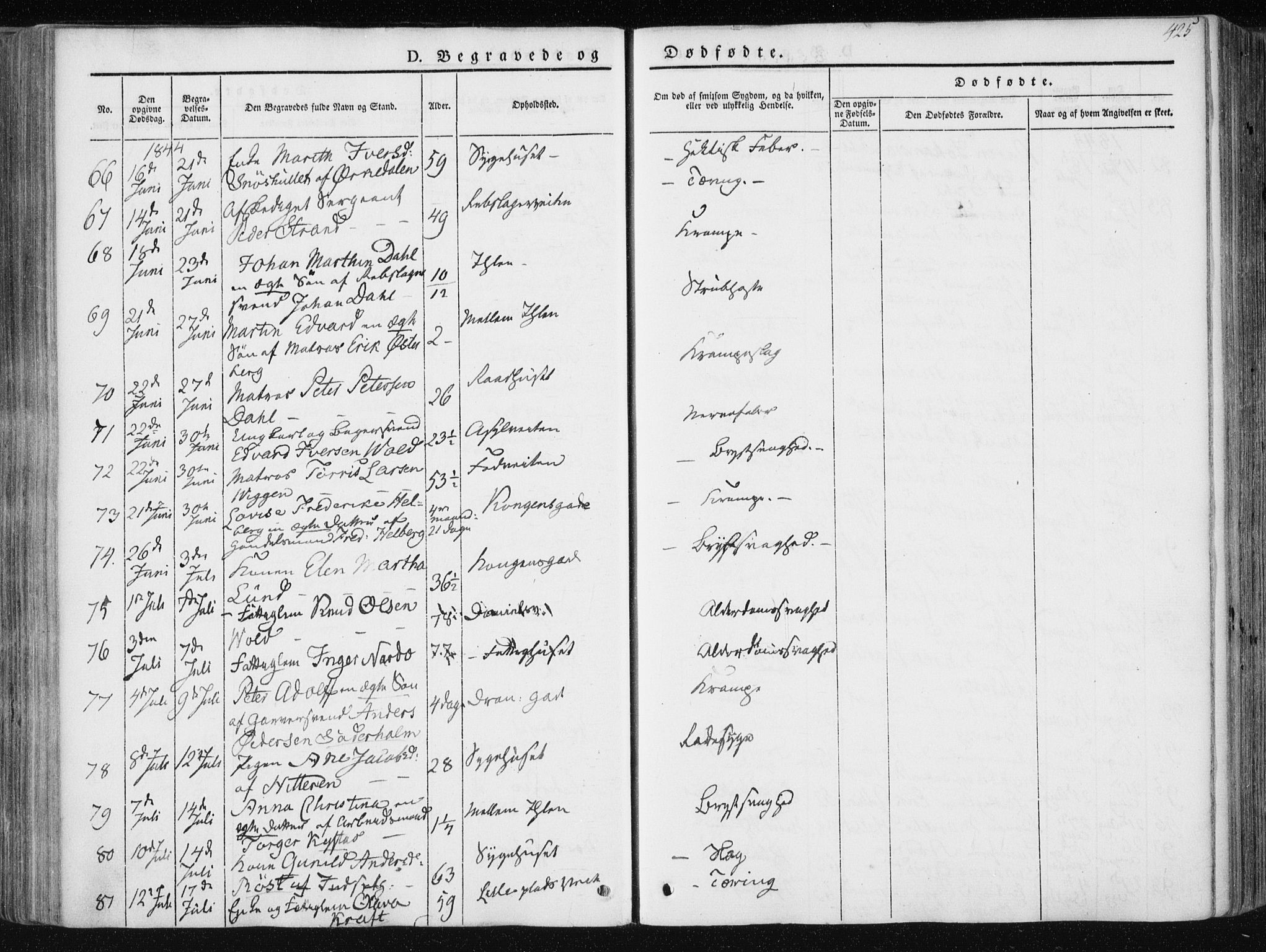 Ministerialprotokoller, klokkerbøker og fødselsregistre - Sør-Trøndelag, SAT/A-1456/601/L0049: Ministerialbok nr. 601A17, 1839-1847, s. 425