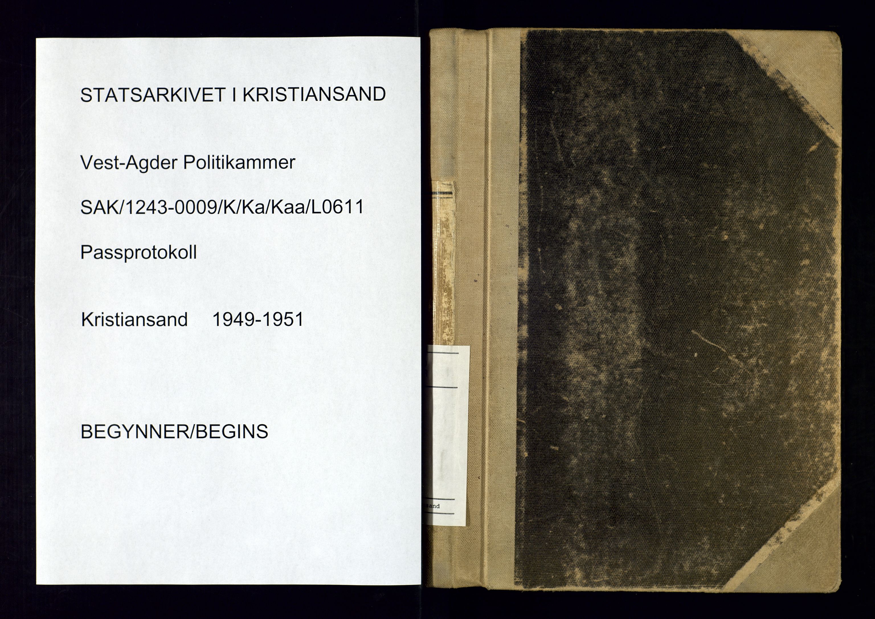Kristiansand politikammer - 2, SAK/1243-0009/K/Ka/Kaa/L0611: Passprotokoll, liste med løpenumre, 1949-1951