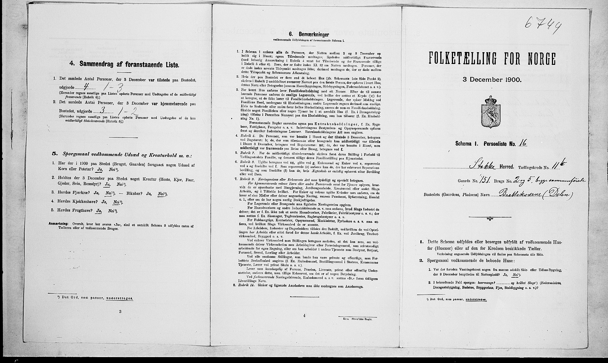 RA, Folketelling 1900 for 0720 Stokke herred, 1900, s. 1875