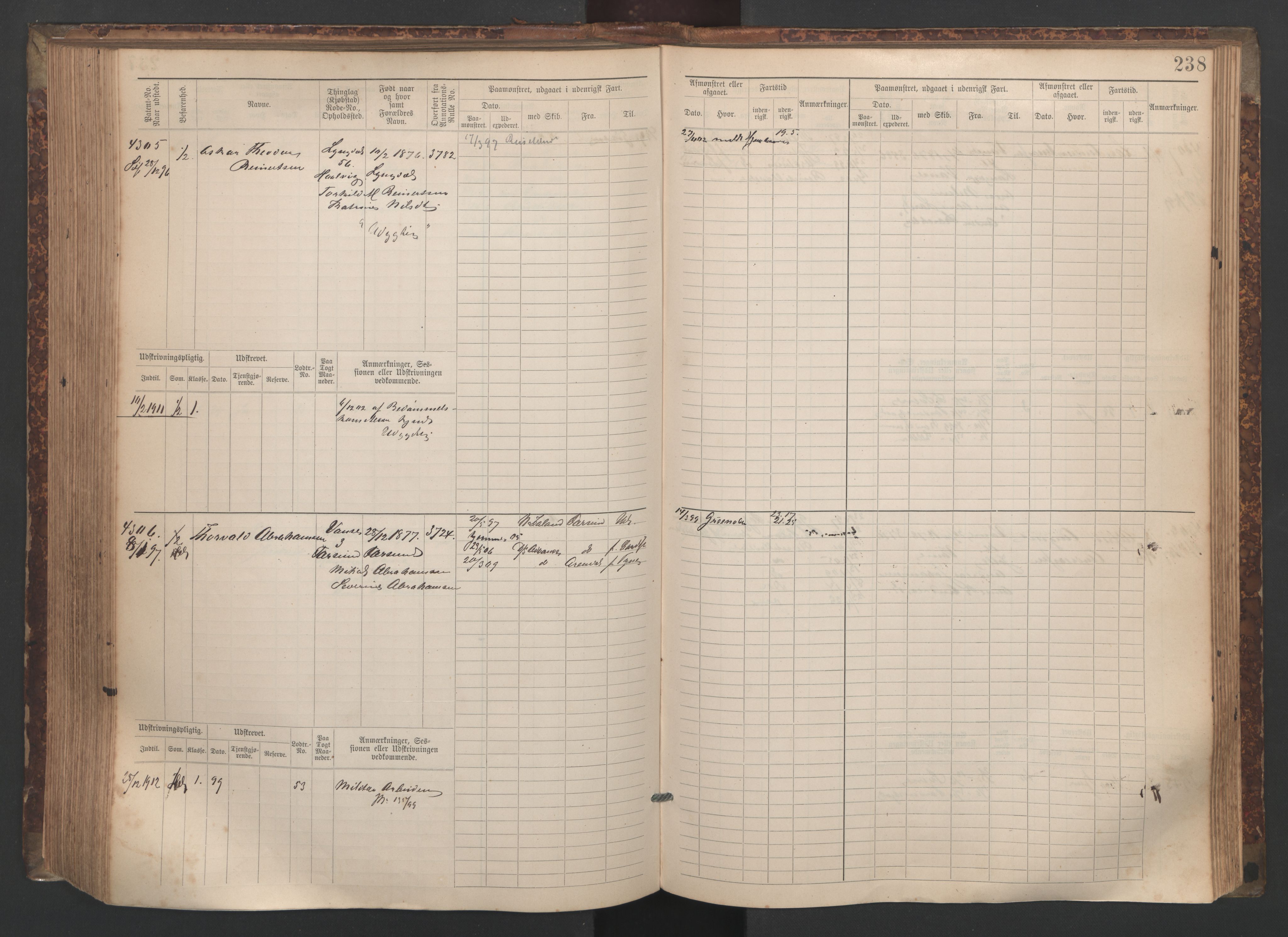 Farsund mønstringskrets, AV/SAK-2031-0017/F/Fb/L0020: Hovedrulle nr 3833-4506, Z-12, 1890-1930, s. 254