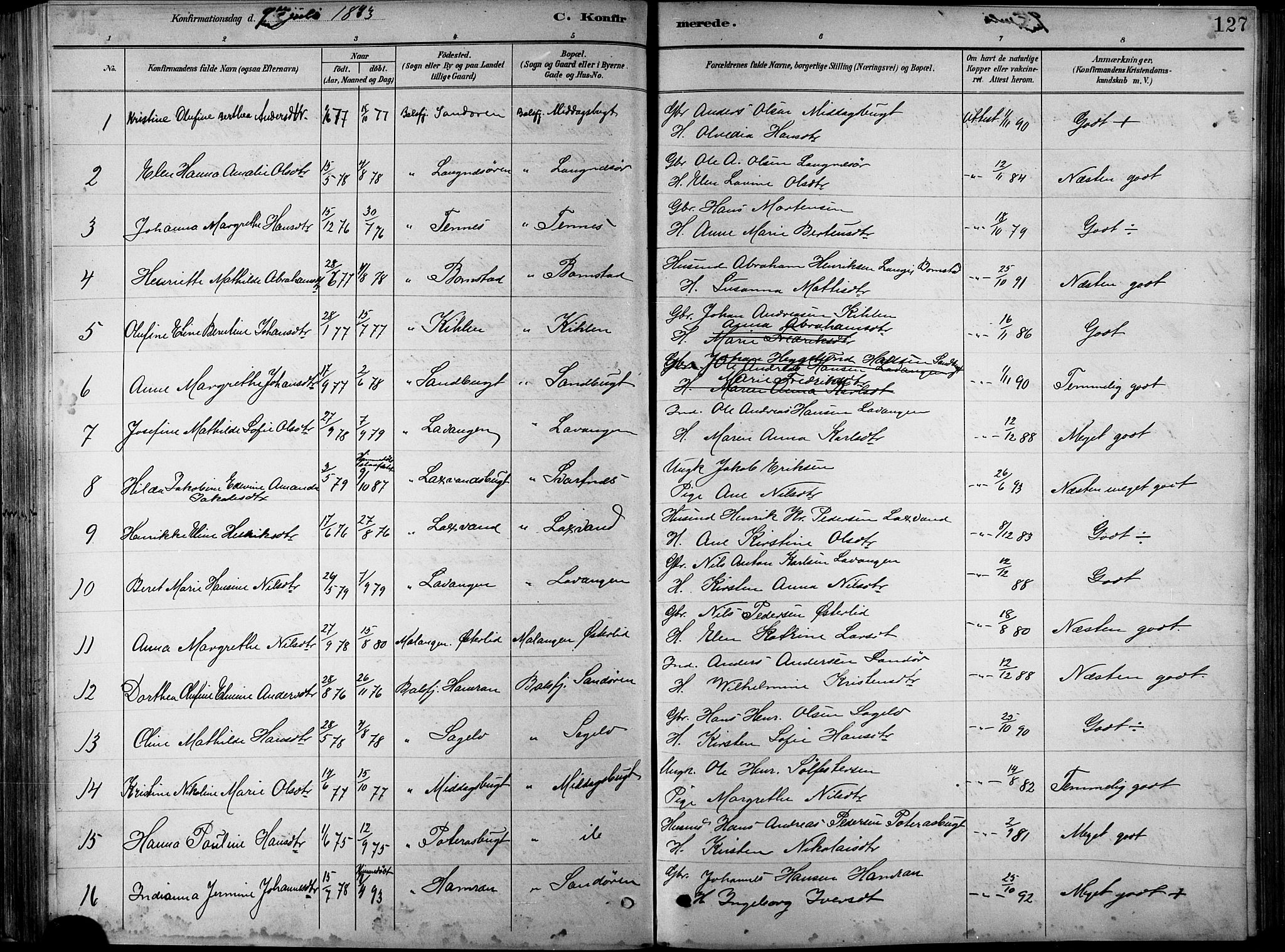 Balsfjord sokneprestembete, AV/SATØ-S-1303/G/Gab/L0008klokker: Klokkerbok nr. 8, 1890-1906, s. 127