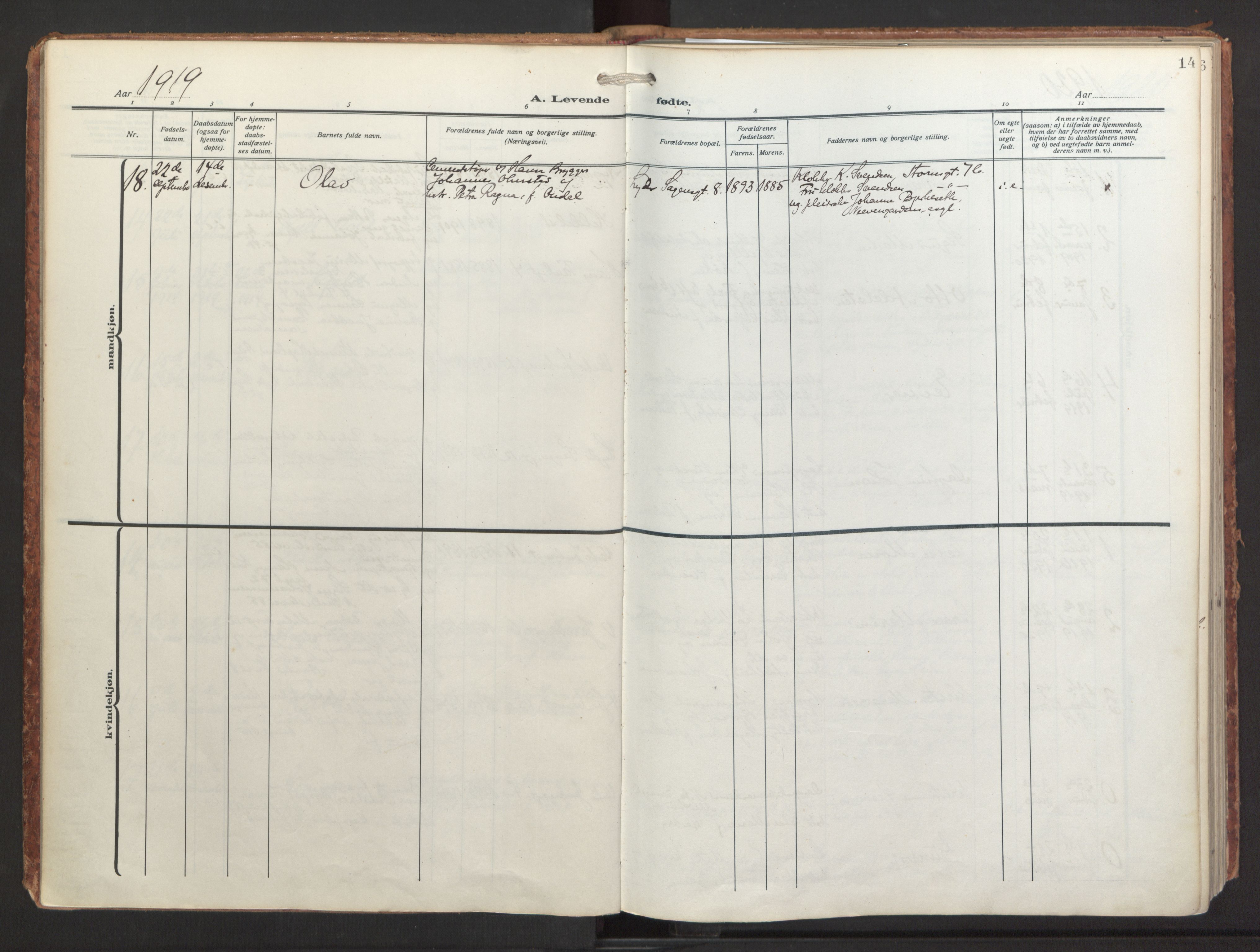 St. Jacob sokneprestembete, SAB/A-78001/H/Haa/L0001: Ministerialbok nr. A 1, 1917-1952, s. 14