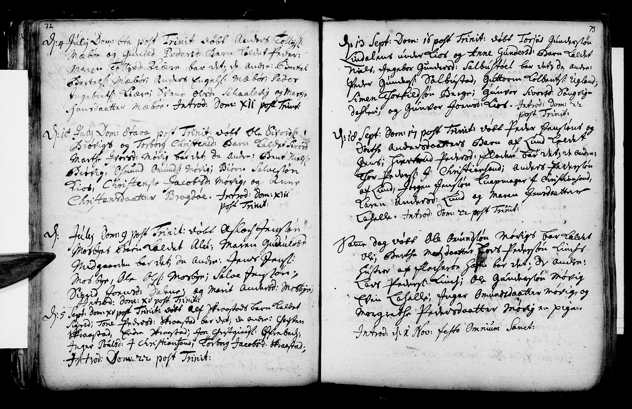 Oddernes sokneprestkontor, AV/SAK-1111-0033/F/Fa/Faa/L0002: Ministerialbok nr. A 2, 1719-1764, s. 72-73