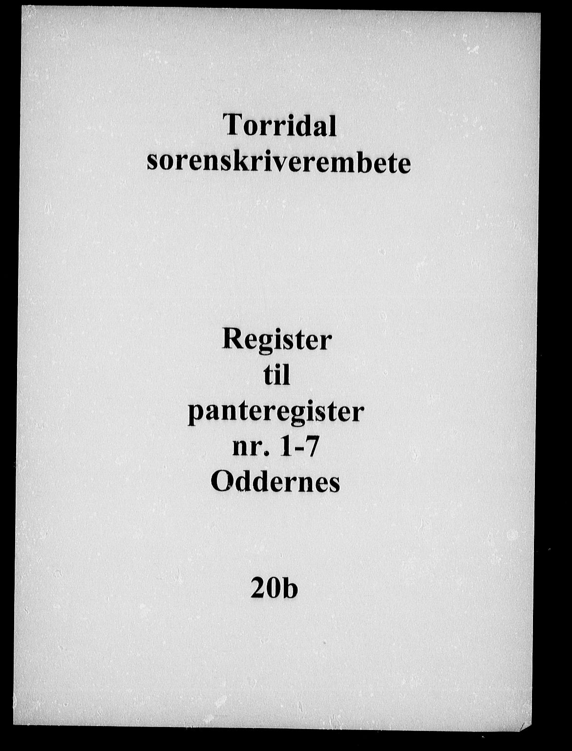 Torridal sorenskriveri, SAK/1221-0012/G/Ga: Panteregister