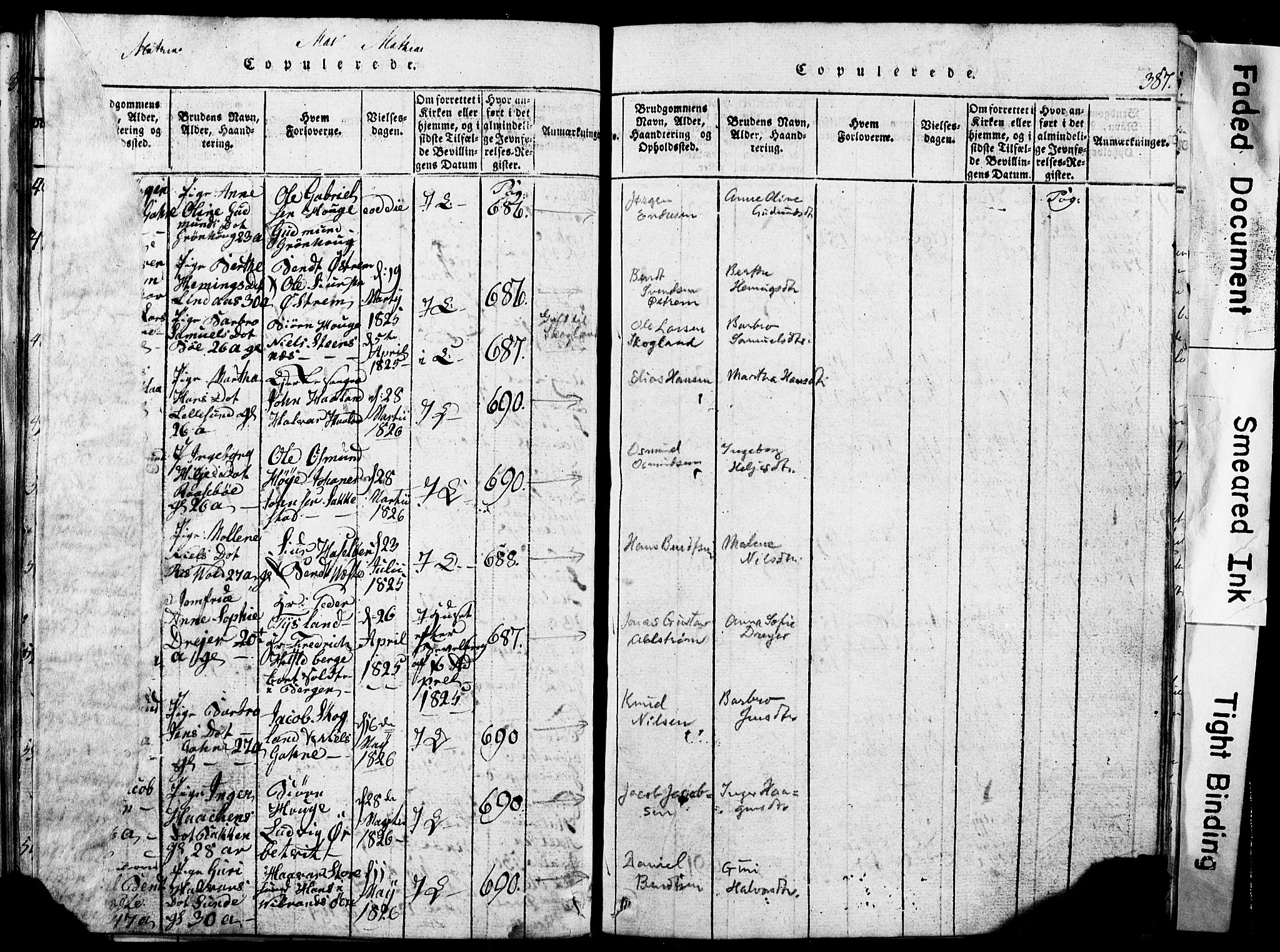 Torvastad sokneprestkontor, SAST/A -101857/H/Ha/Hab/L0002: Klokkerbok nr. B 2, 1817-1834, s. 386-387