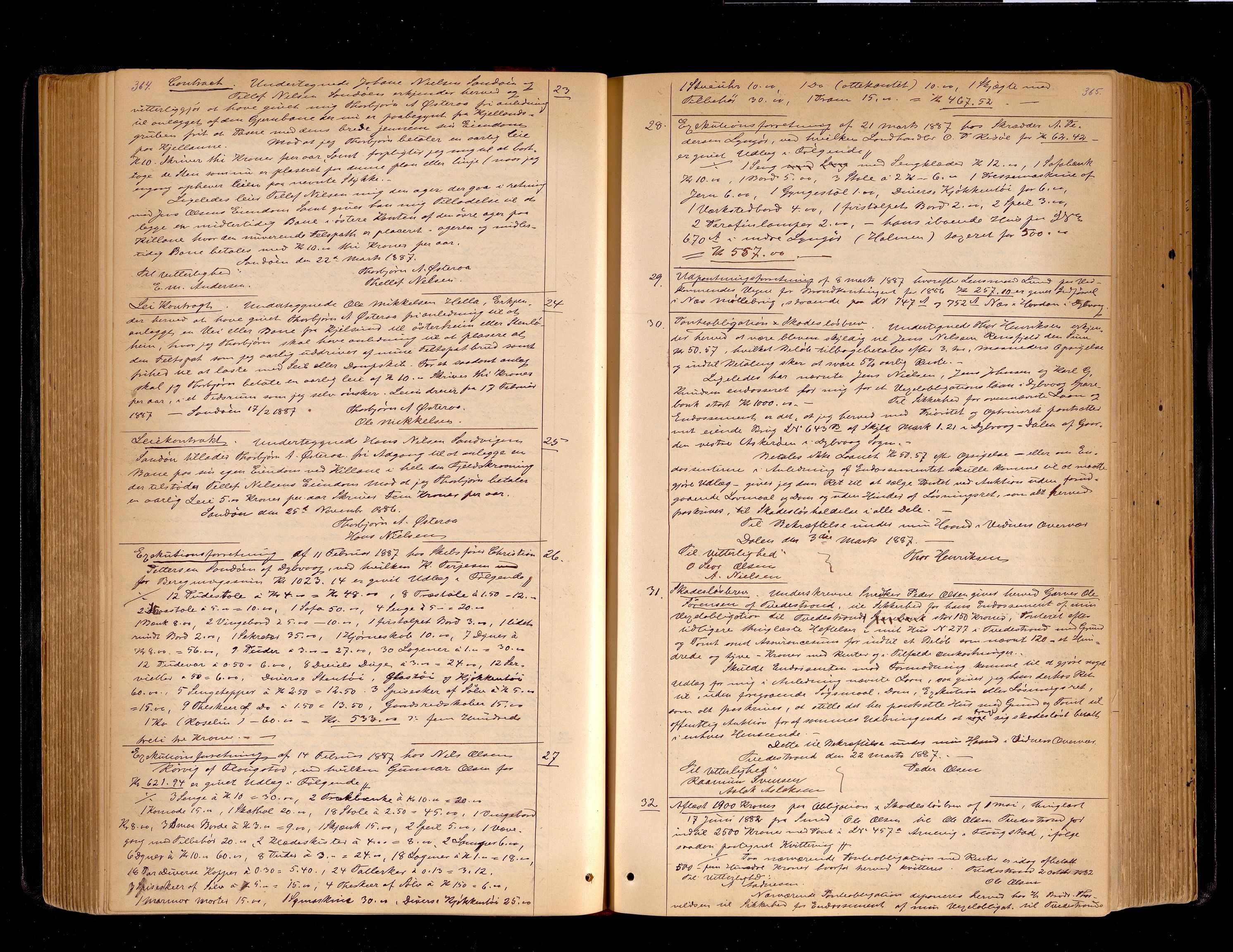 Holt sorenskriveri, AV/SAK-1221-0002/G/Gba/L0023: Pantebok nr. 23, 1886-1888, s. 364-365