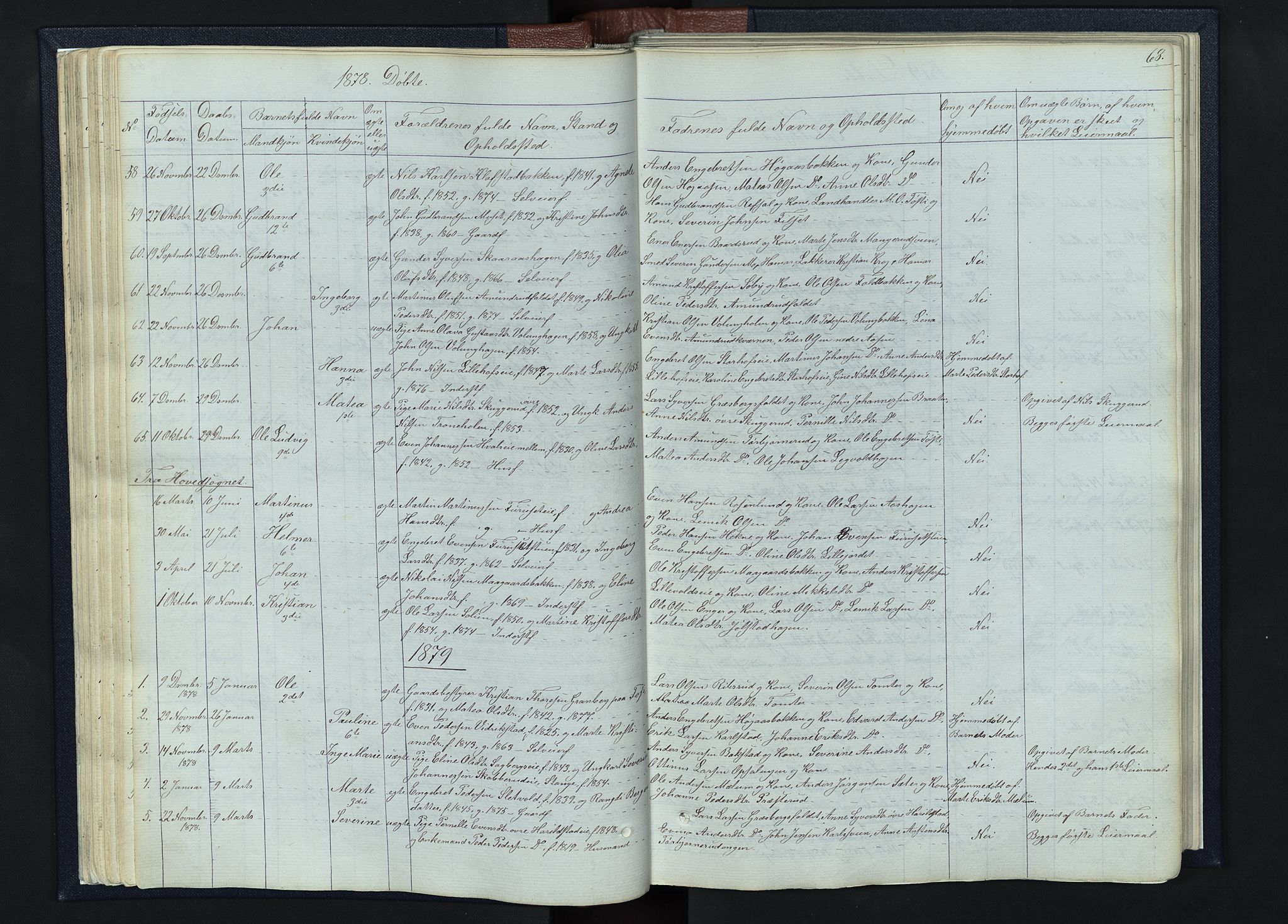 Romedal prestekontor, AV/SAH-PREST-004/L/L0010: Klokkerbok nr. 10, 1860-1895, s. 68
