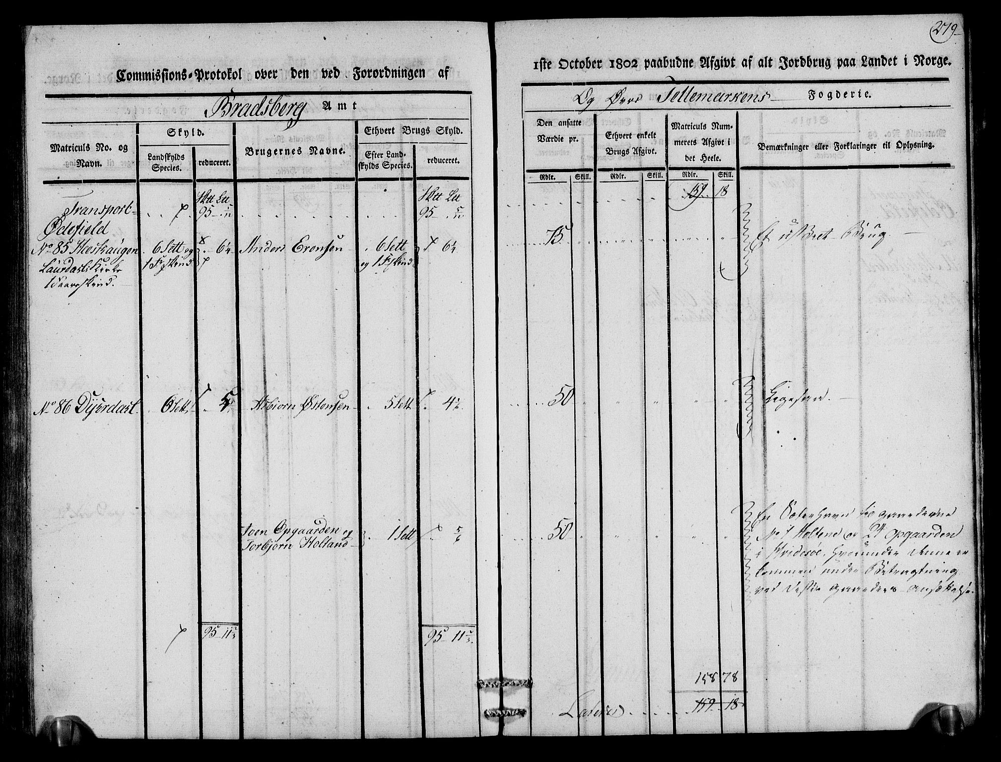 Rentekammeret inntil 1814, Realistisk ordnet avdeling, RA/EA-4070/N/Ne/Nea/L0075: Øvre Telemarken fogderi. Kommisjonsprotokoll for fogderiets vestre del - Kviteseid, Vinje, Moland [):Fyresdal] og Lårdal prestegjeld., 1803, s. 281