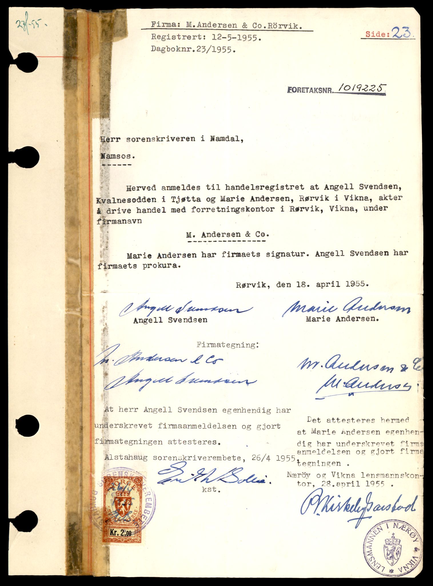 Namdal sorenskriveri, AV/SAT-A-4133/2/J/Jc/Jcc/L0001: Enkeltmannsforetak, A-K, 1944-1990, s. 5