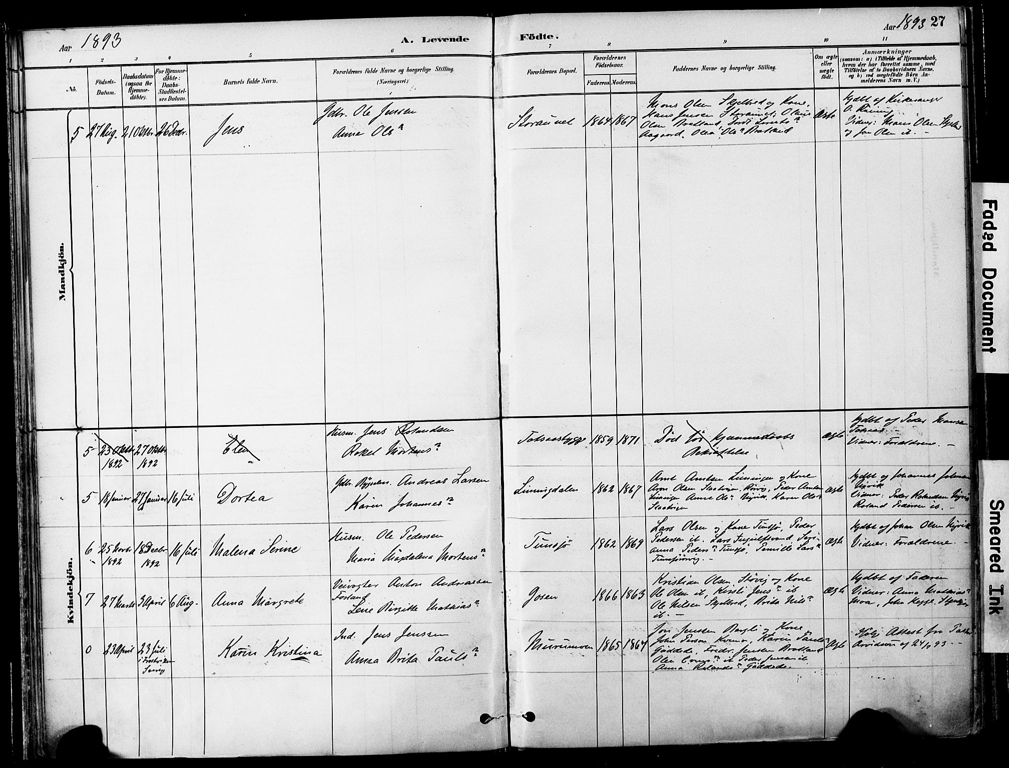 Ministerialprotokoller, klokkerbøker og fødselsregistre - Nord-Trøndelag, SAT/A-1458/755/L0494: Ministerialbok nr. 755A03, 1882-1902, s. 27