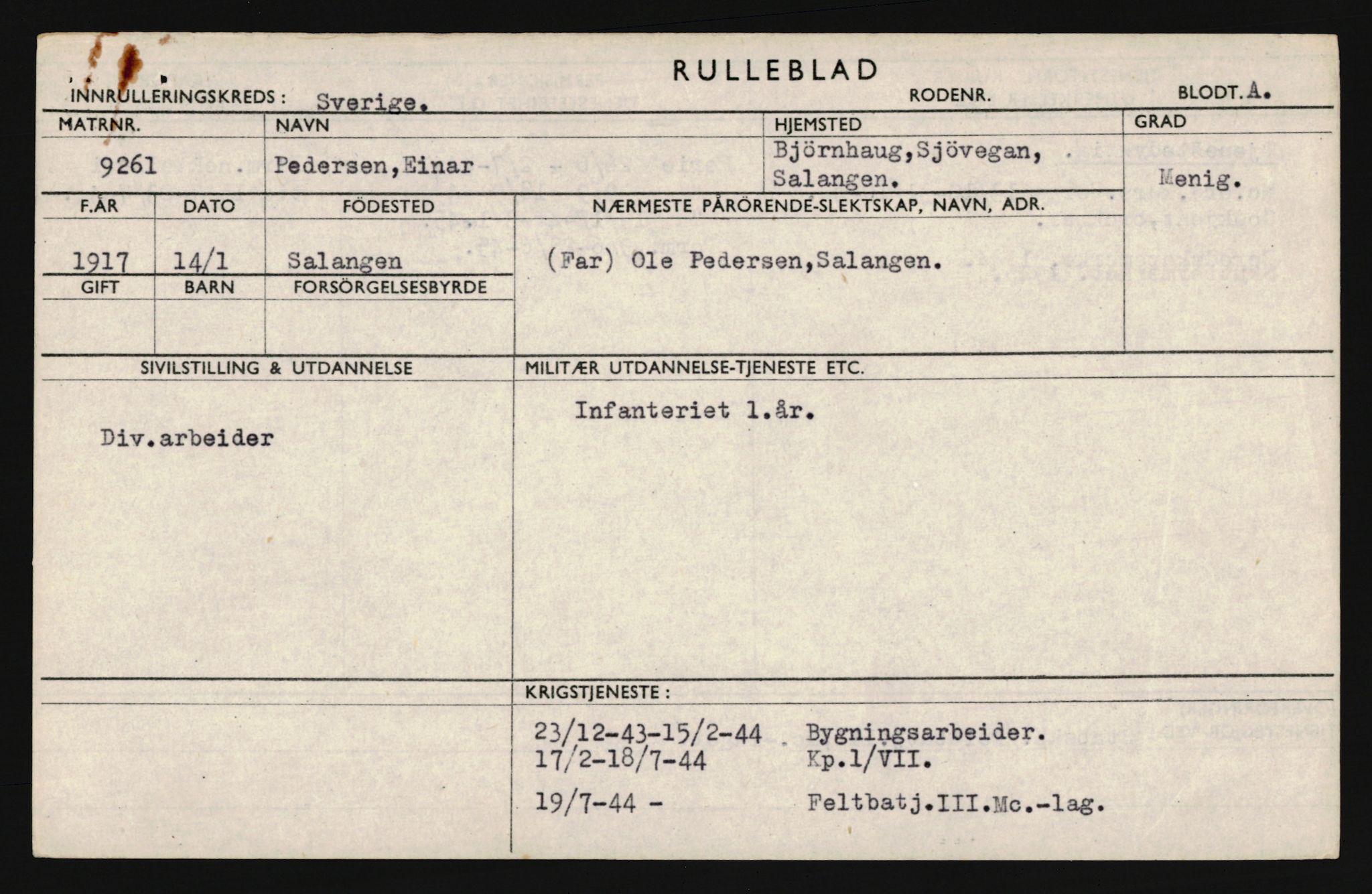 Forsvaret, Troms infanteriregiment nr. 16, AV/RA-RAFA-3146/P/Pa/L0022: Rulleblad for regimentets menige mannskaper, årsklasse 1938, 1938, s. 1321