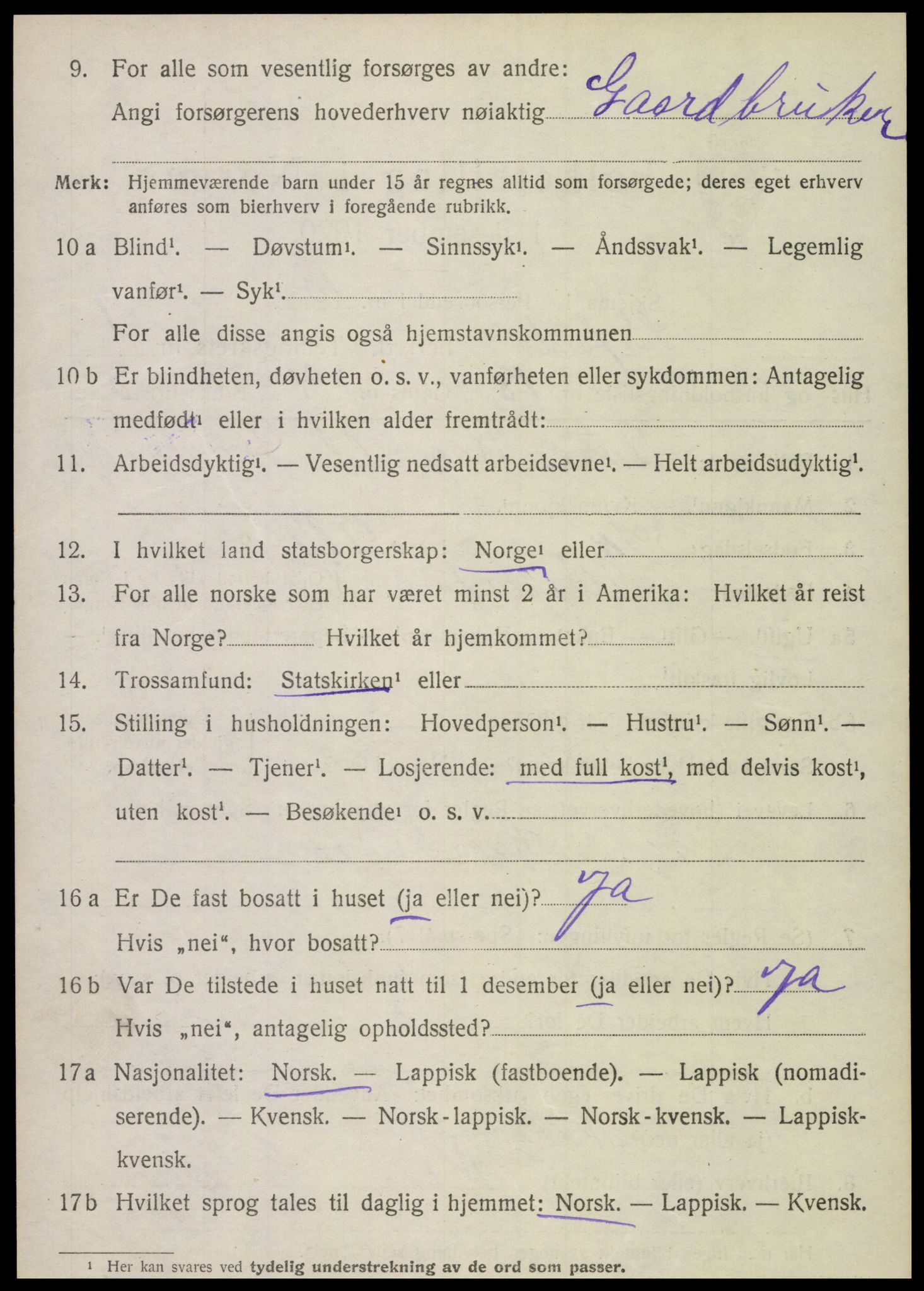 SAT, Folketelling 1920 for 1845 Sørfold herred, 1920, s. 1240