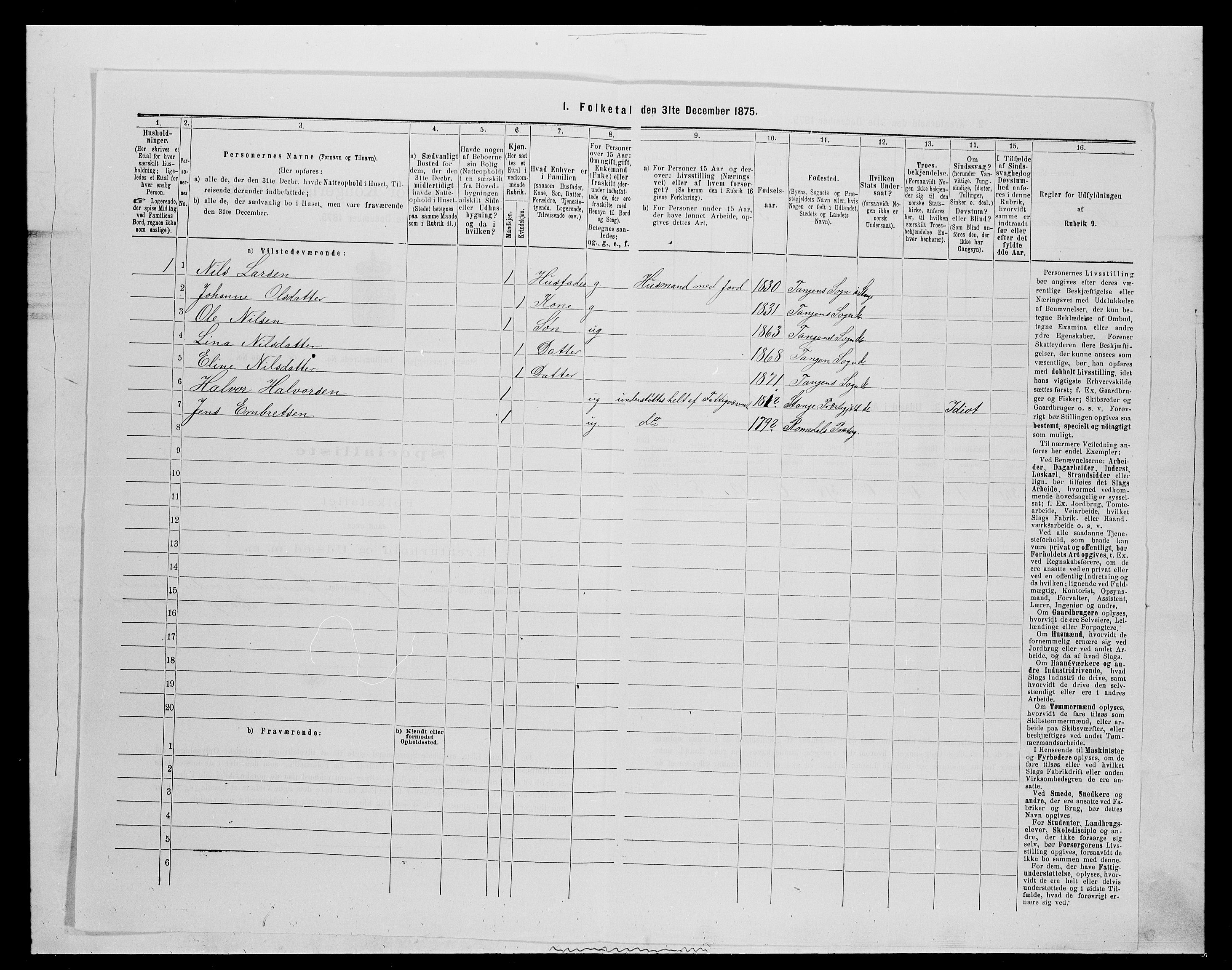 SAH, Folketelling 1875 for 0417P Stange prestegjeld, 1875, s. 1455