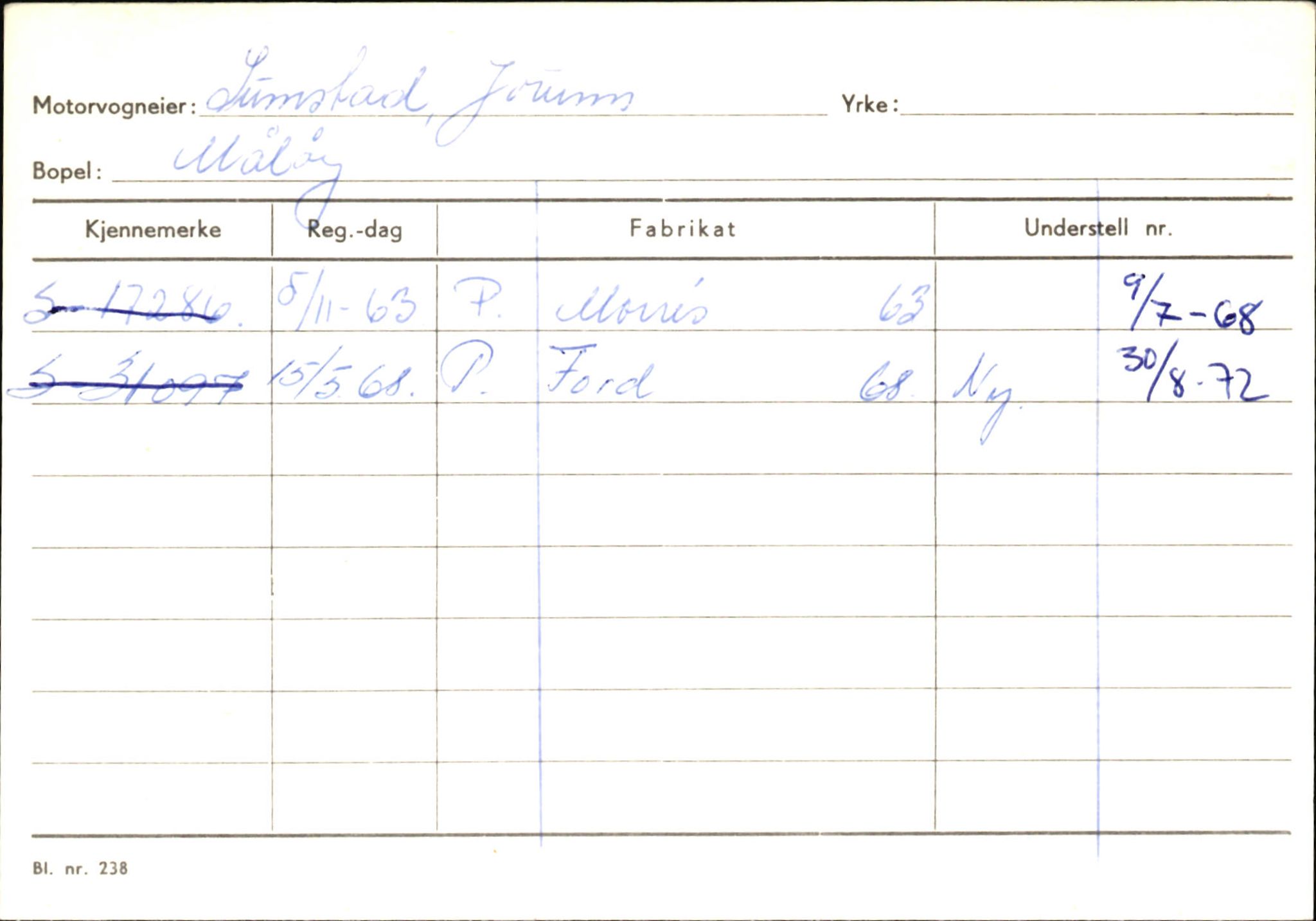 Statens vegvesen, Sogn og Fjordane vegkontor, AV/SAB-A-5301/4/F/L0145: Registerkort Vågsøy S-Å. Årdal I-P, 1945-1975, s. 292