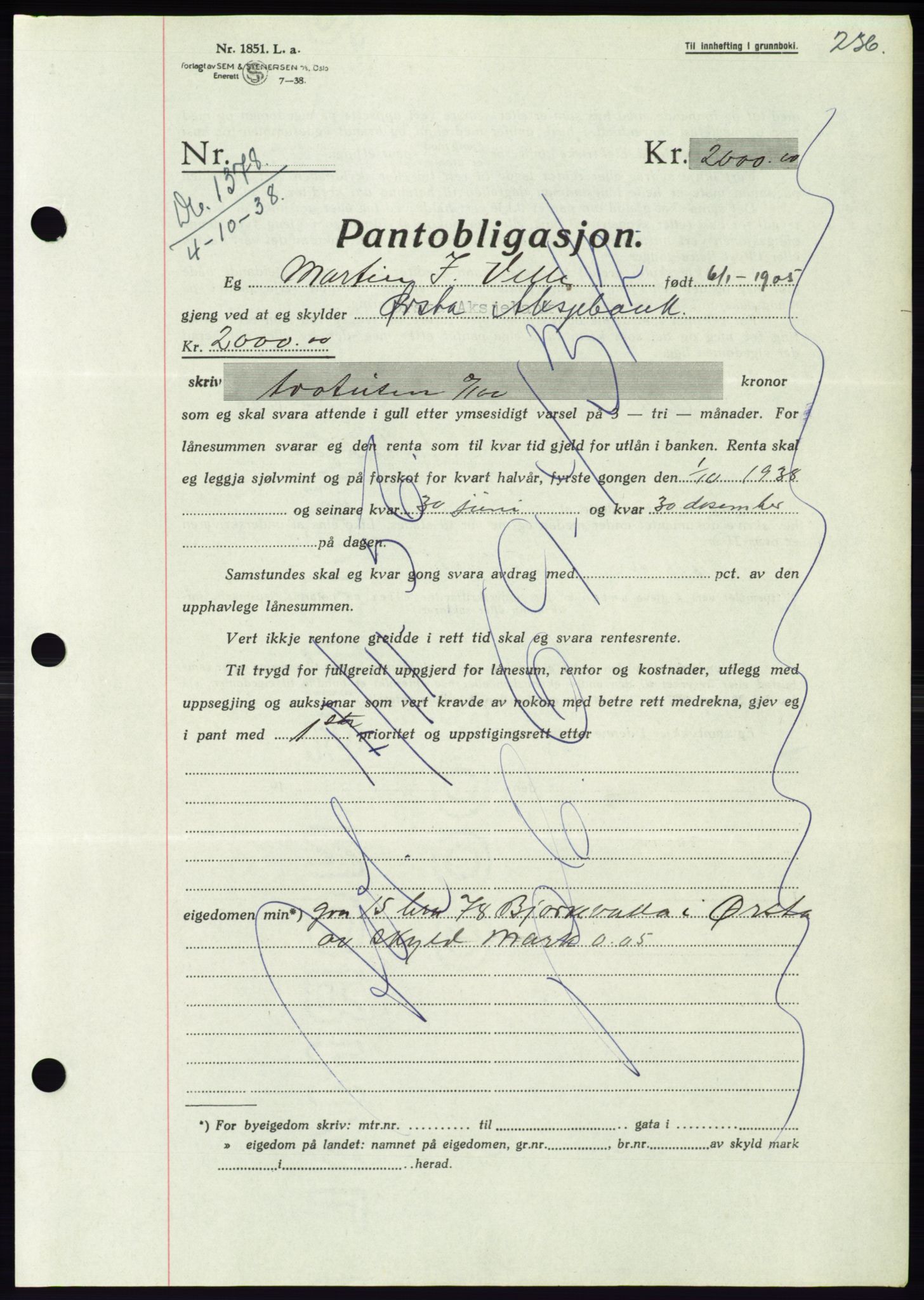 Søre Sunnmøre sorenskriveri, AV/SAT-A-4122/1/2/2C/L0066: Pantebok nr. 60, 1938-1938, Dagboknr: 1378/1938