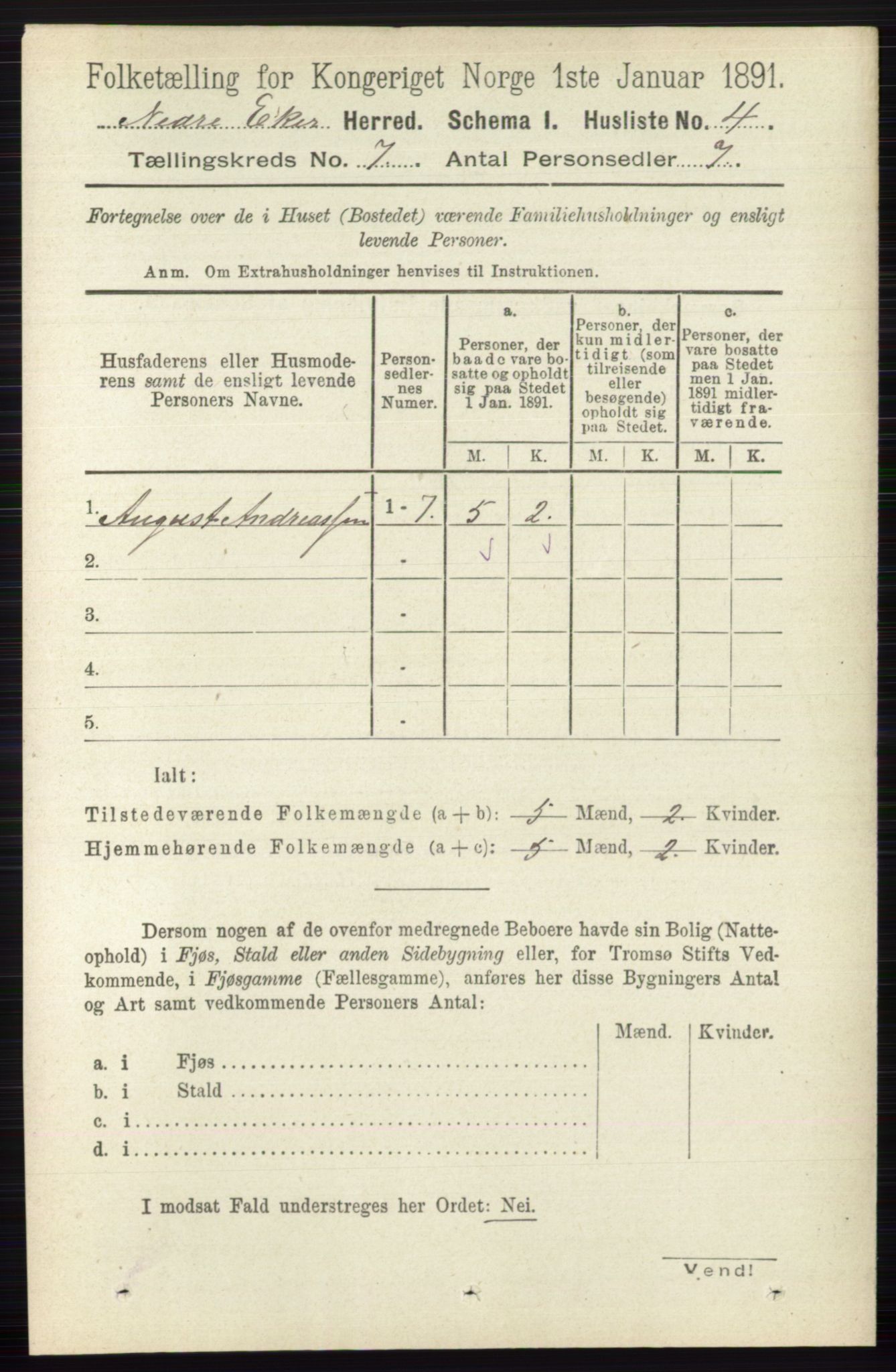 RA, Folketelling 1891 for 0625 Nedre Eiker herred, 1891, s. 3343