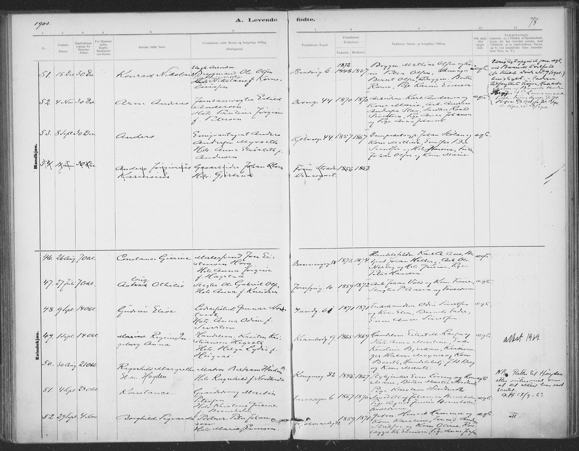 Ministerialprotokoller, klokkerbøker og fødselsregistre - Sør-Trøndelag, SAT/A-1456/602/L0122: Ministerialbok nr. 602A20, 1892-1908, s. 78