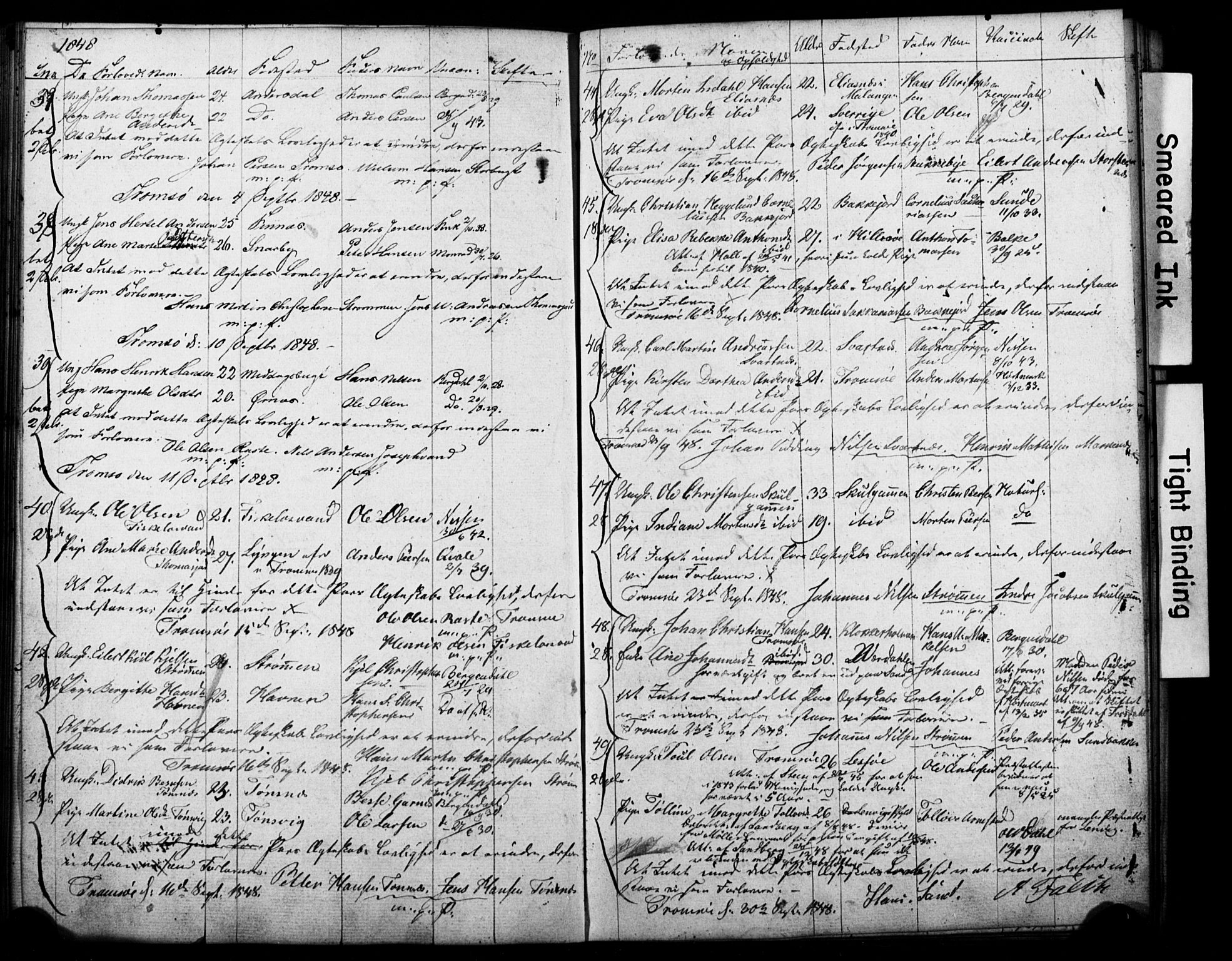 Tromsø sokneprestkontor/stiftsprosti/domprosti, AV/SATØ-S-1343/H/Hc/L0096: Lysningsprotokoll nr. 96, 1838-1851